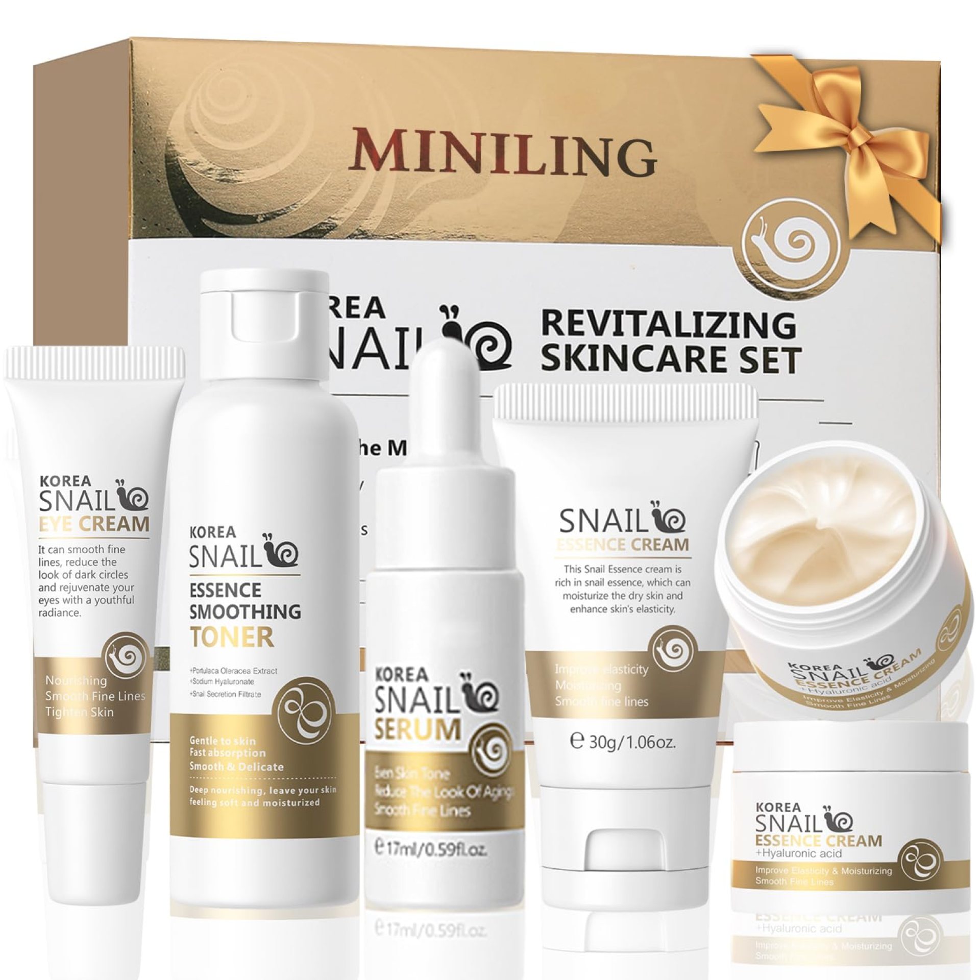 Skincare Gift Set for Women Moisturizing Skin Care Kits with Cleanser, Toner, Serum, Moisturiser & Eye Cream for Hydrating Skin, Snail Mucin Anti-Aging Skin care Kit Gift Sets Skincare Gift Set for Women Moisturizing Skin Care Kits with Cleanser, Toner, Serum, Moisturiser & Eye Cream for Hydrating Skin, Snail Mucin Anti-Aging Skin care Kit Gift Sets