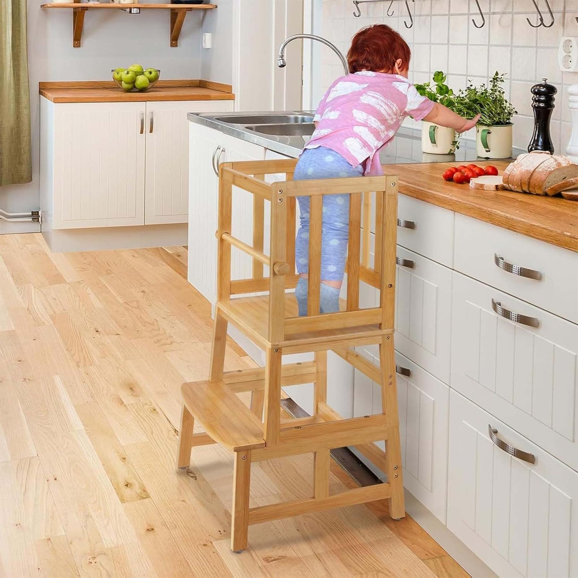 COSYLAND Kids Kitchen Step Stool,Toddler Standing Tower with CPC Certification, Removable Anti-Drop Railing Safety Rail Enjoys Unique Patented Design A Anti-tip Structure More Stable, Natural Bamboo COSYLAND Kids Kitchen Step Stool,Toddler Standing Tower with CPC Certification, Removable Anti-Drop Railing Safety Rail Enjoys Unique Patented Design A Anti-tip Structure More Stable, Natural Bamboo