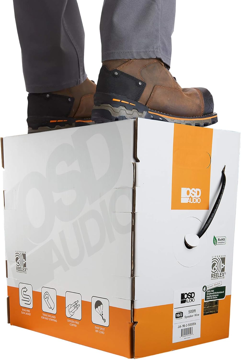 OSD 16/2 Speaker Wire 16 AWG/Gauge 2 Conductor UL List in Wall Direct Burial Graded CL2/CL3 Oxygen Free Copper OFC 500 Foot Snag Free Easy Pull Heavy Duty Box – Black OSD 16/2 Speaker Wire 16 AWG/Gauge 2 Conductor UL List in Wall Direct Burial Graded CL2/CL3 Oxygen Free Copper OFC 500 Foot Snag Free Easy Pull Heavy Duty Box – Black