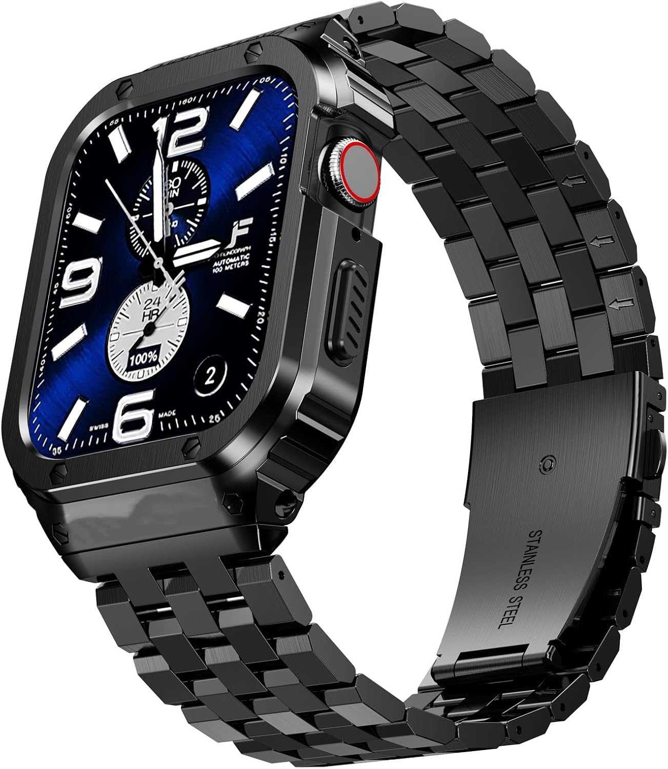 SUPLINK Stainless Steel Case Bands Compatible with Apple Watch Series 10 Band 46mm, Rugged Protective Metal Case Adjustable Strap for iWatch Apple Watch Series 10 Men, Black SUPLINK Stainless Steel Case Bands Compatible with Apple Watch Series 10 Band 46mm, Rugged Protective Metal Case Adjustable Strap for iWatch Apple Watch Series 10 Men, Black