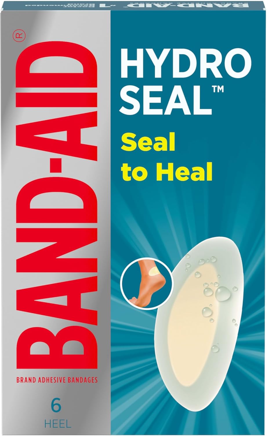 Band-Aid Brand Adhesive Bandages Hydro Seal Wound Care Bandages, Hydrocolloid Gel Heel Bandages Support Better Healing for Blisters, Cuts & Scrapes, Long Lasting Waterproof Bandages, 6 ct Band-Aid Brand Adhesive Bandages Hydro Seal Wound Care Bandages, Hydrocolloid Gel Heel Bandages Support Better Healing for Blisters, Cuts & Scrapes, Long Lasting Waterproof Bandages, 6 ct