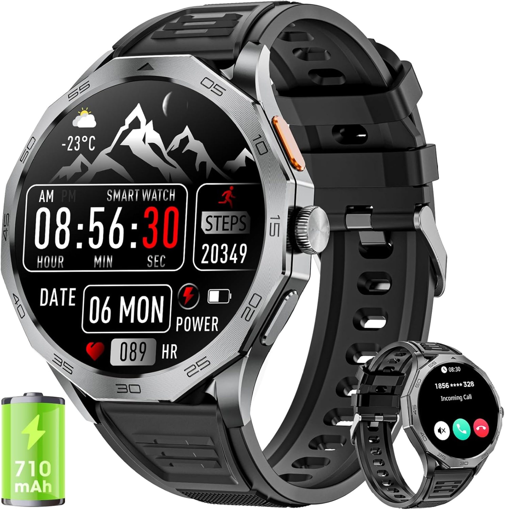 Military Smart Watch for Men 1.85″ HD Ultra Screen Touch Screen 710mAh Battery Smart Watches for Android iOS (Bluetooth Call Answer/Dial Calls) Fitness Tracker with 100+ Sports Military Smart Watch for Men 1.85″ HD Ultra Screen Touch Screen 710mAh Battery Smart Watches for Android iOS (Bluetooth Call Answer/Dial Calls) Fitness Tracker with 100+ Sports