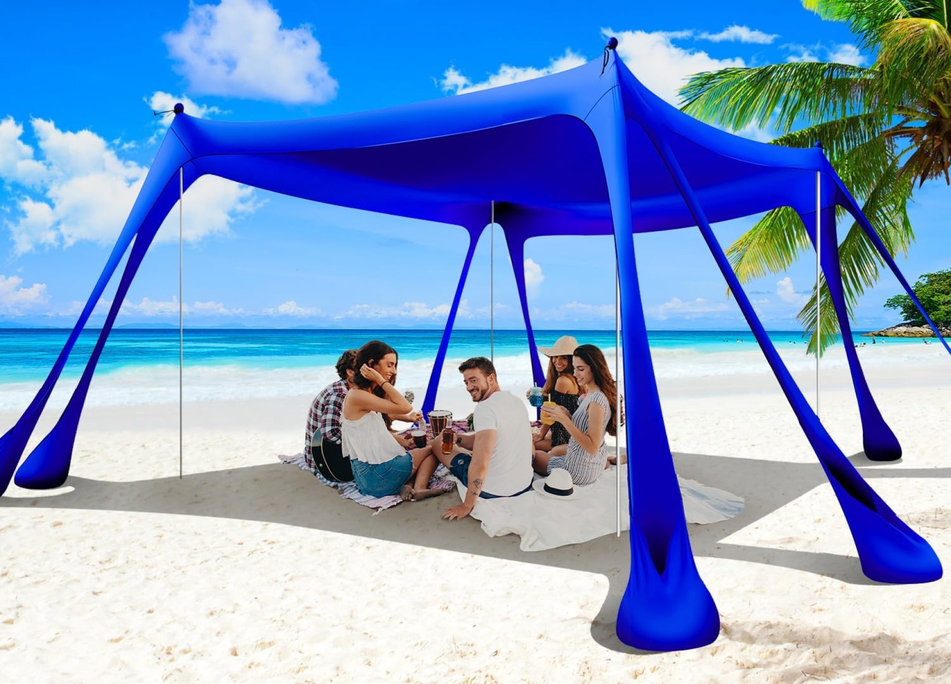 Beach Tent Canopy Pop Up Shade 10x10ft Sun Shelter Portable Family UPF50+ with 8 Sandbags-2 Sand Shovel-4 Aluminum Poles-Ground Pegs-Carrying Bag for Outdoor Camping Fishing Backyard Picnic Beach Tent Canopy Pop Up Shade 10x10ft Sun Shelter Portable Family UPF50+ with 8 Sandbags-2 Sand Shovel-4 Aluminum Poles-Ground Pegs-Carrying Bag for Outdoor Camping Fishing Backyard Picnic