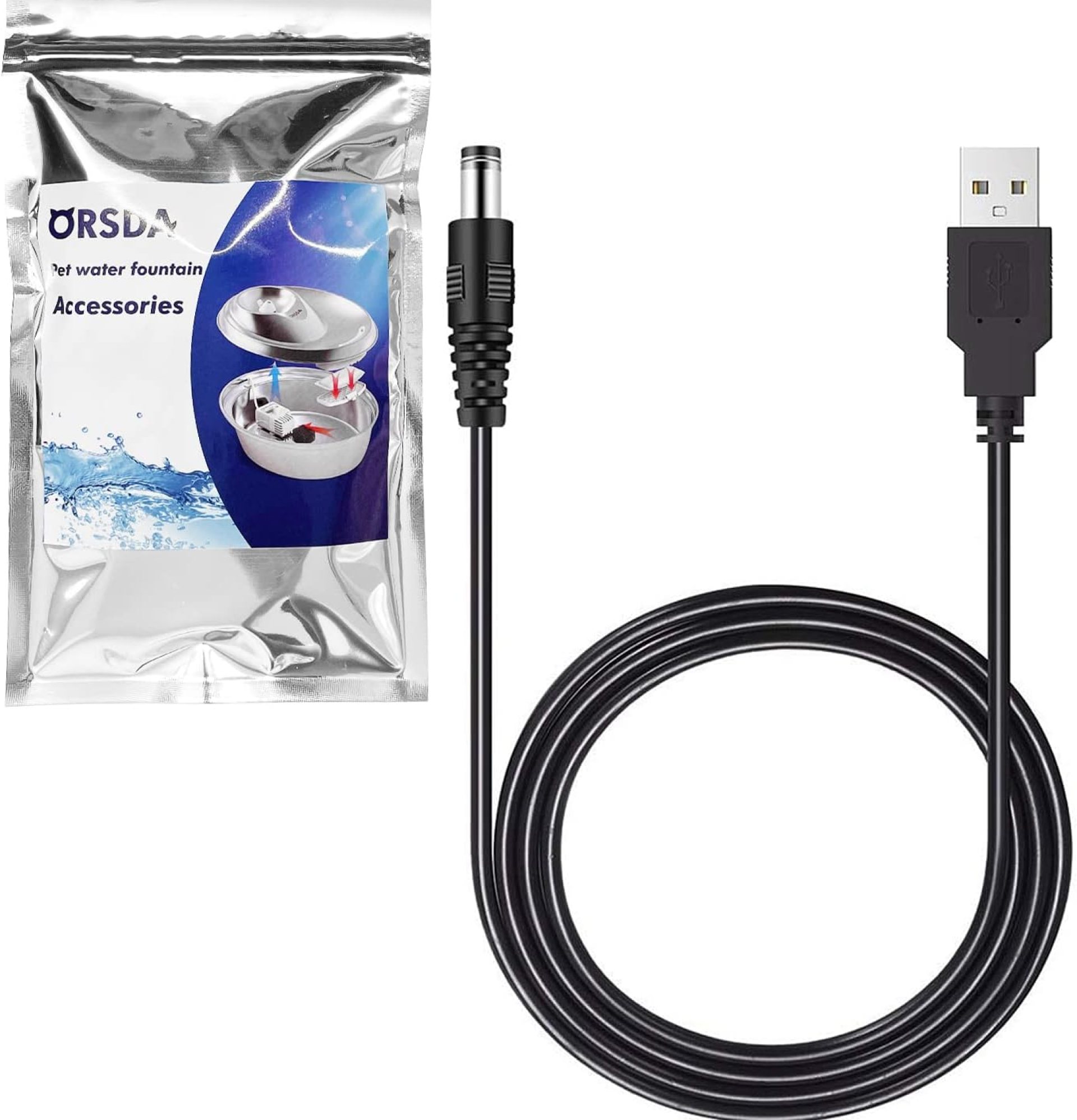 ORSDA Cat Water Fountain Parts Power Cord Replacement ONLY for ORSDA All Pet Fountains D30 / D60 / D36 / D66 – Not for Other Brands Fountain ORSDA Cat Water Fountain Parts Power Cord Replacement ONLY for ORSDA All Pet Fountains D30 / D60 / D36 / D66 – Not for Other Brands Fountain
