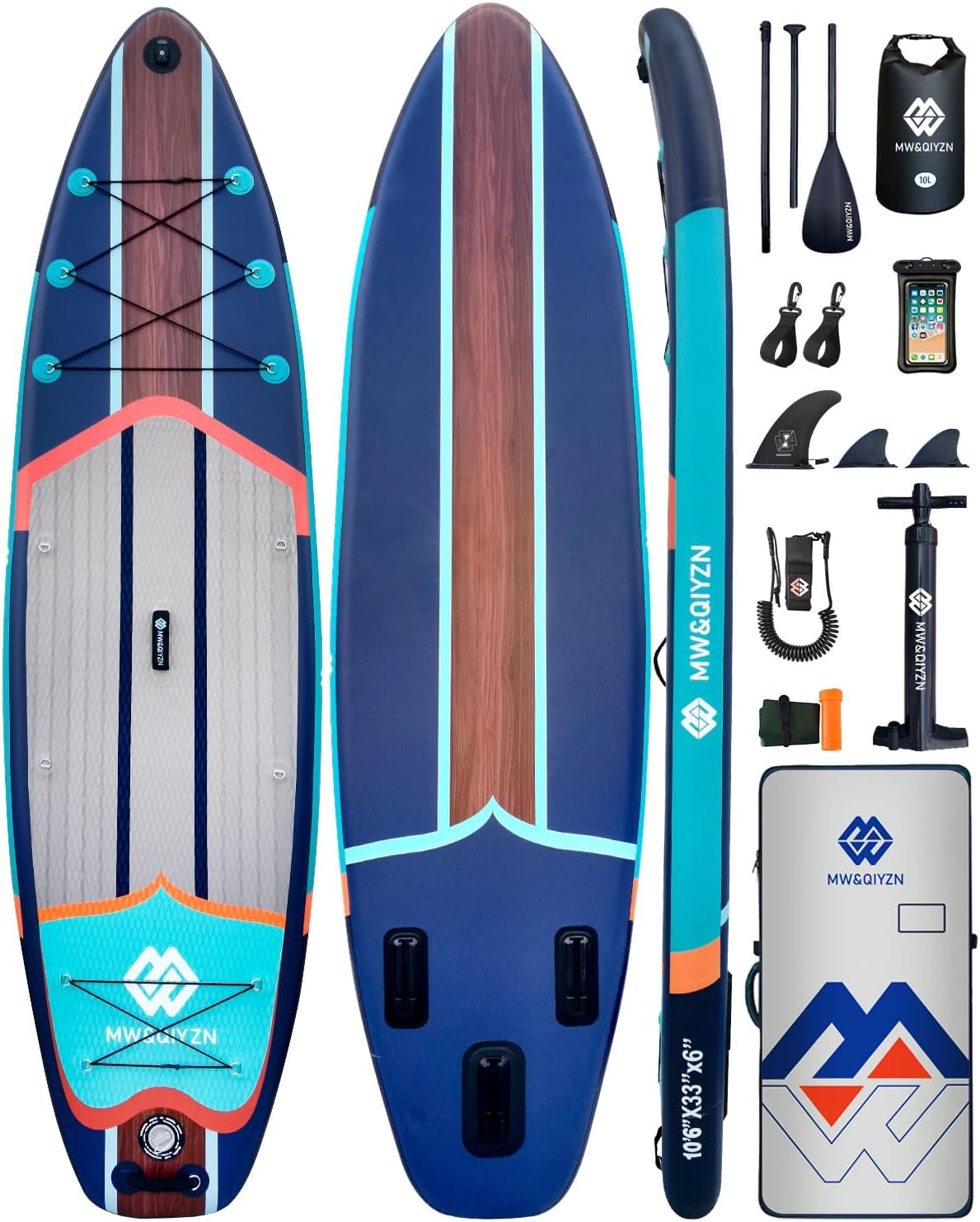 MW&QIYZN Inflatable Stand Up Paddle Boards 10.6ft Paddle Board with Premium SUP Paddle Board Accessories, Non-Slip Comfort Deck for Youth & Adults MW&QIYZN Inflatable Stand Up Paddle Boards 10.6ft Paddle Board with Premium SUP Paddle Board Accessories, Non-Slip Comfort Deck for Youth & Adults