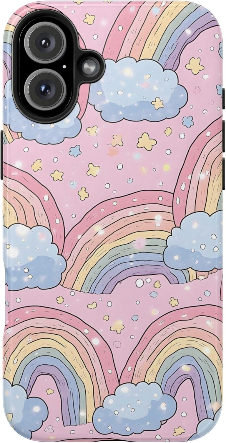 Happy Rainbows Tough Phone Case, Compatible with The Latest & Most Popular Smartphone Models, Great Gift, Protective Cover Happy Rainbows Tough Phone Case, Compatible with The Latest & Most Popular Smartphone Models, Great Gift, Protective Cover