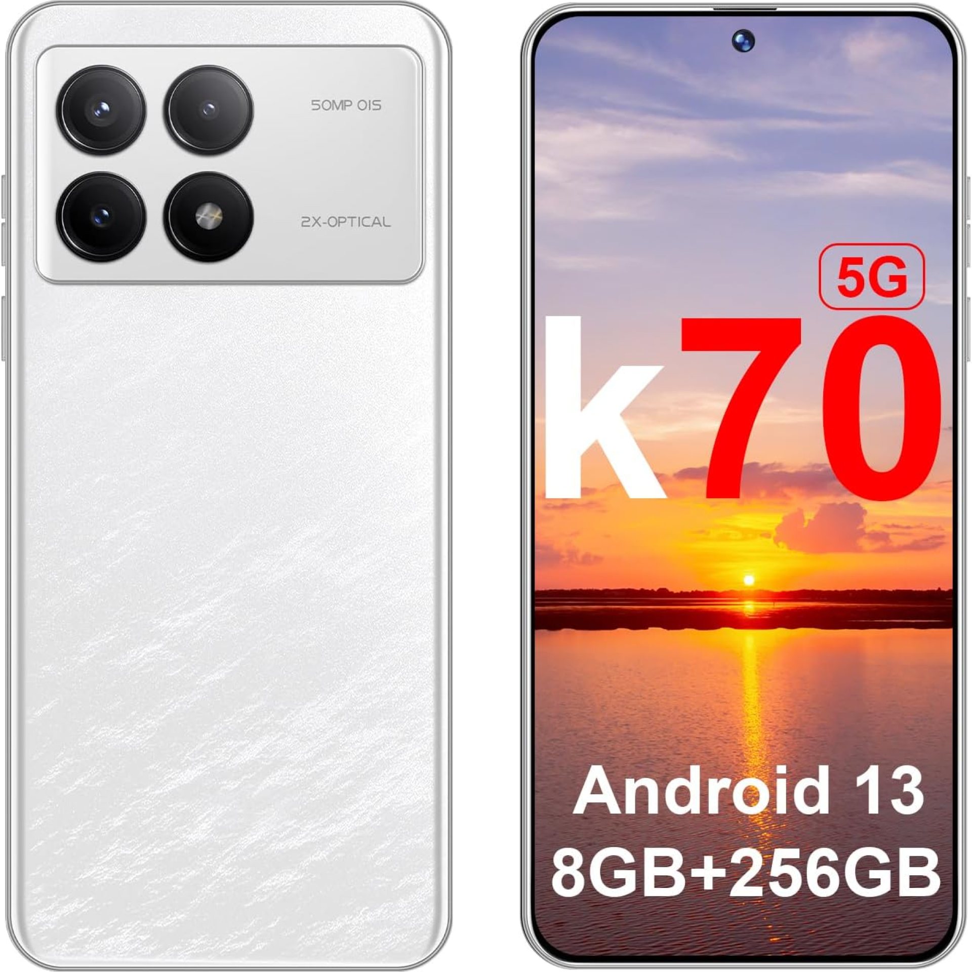 K70 5G Android Phones 2024 Android 13 Cell Phones 6.8″ HD Screen 8GB+256GB 8-Core Android Phones 6200mAh Battery Standby 24MP+50MP Camera 5G Dual SIM Unlocked Smartphones(White) K70 5G Android Phones 2024 Android 13 Cell Phones 6.8″ HD Screen 8GB+256GB 8-Core Android Phones 6200mAh Battery Standby 24MP+50MP Camera 5G Dual SIM Unlocked Smartphones(White)