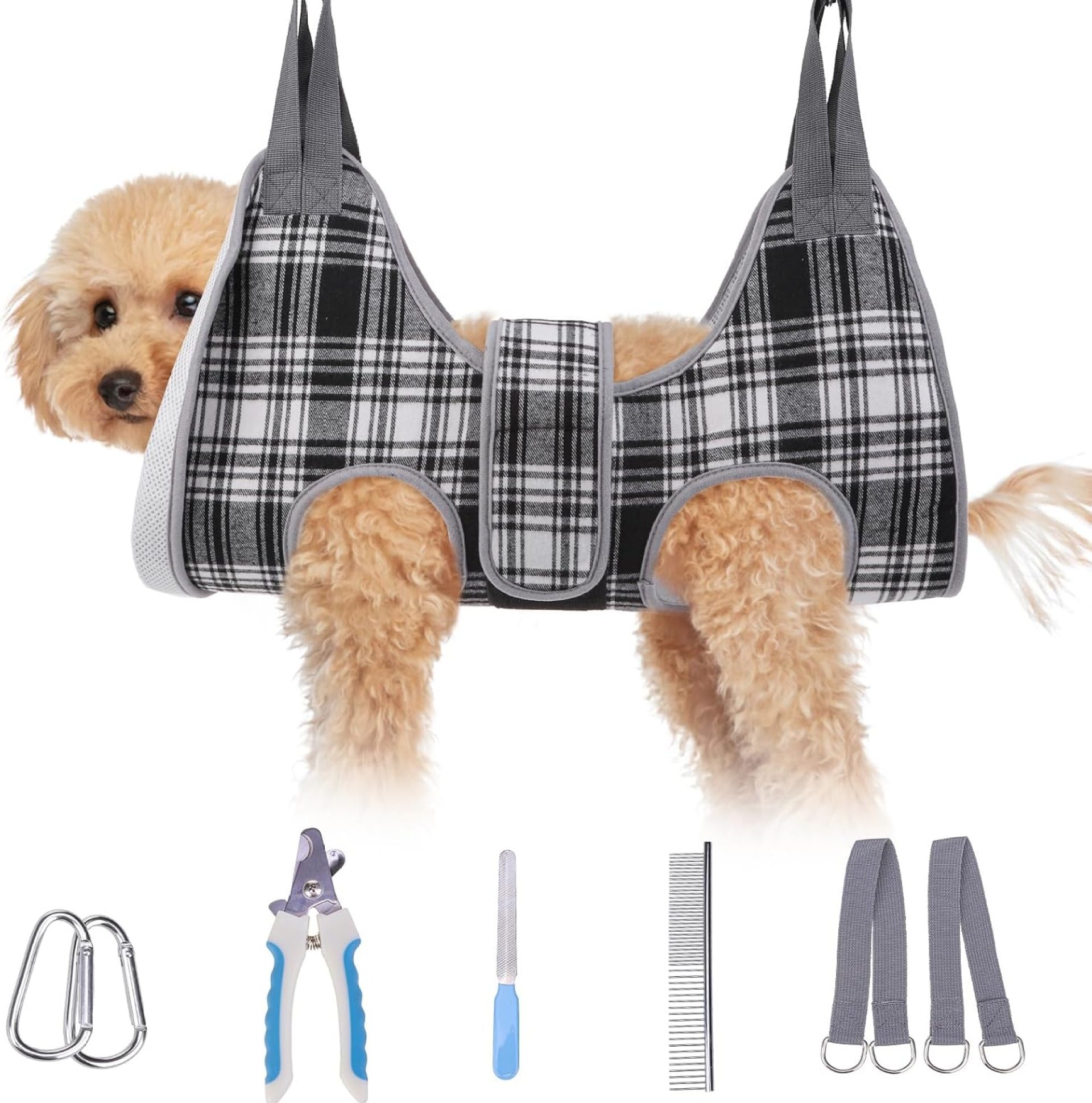 BEAUTYZOO Dog Grooming Hammock, Small Dog Sling for Nail Trimming, Dog Hanging Harness for Claw Care with Thick Fabric Neck Support Wide Strap Restraint Cat Grooming Hammock, Black XS BEAUTYZOO Dog Grooming Hammock, Small Dog Sling for Nail Trimming, Dog Hanging Harness for Claw Care with Thick Fabric Neck Support Wide Strap Restraint Cat Grooming Hammock, Black XS