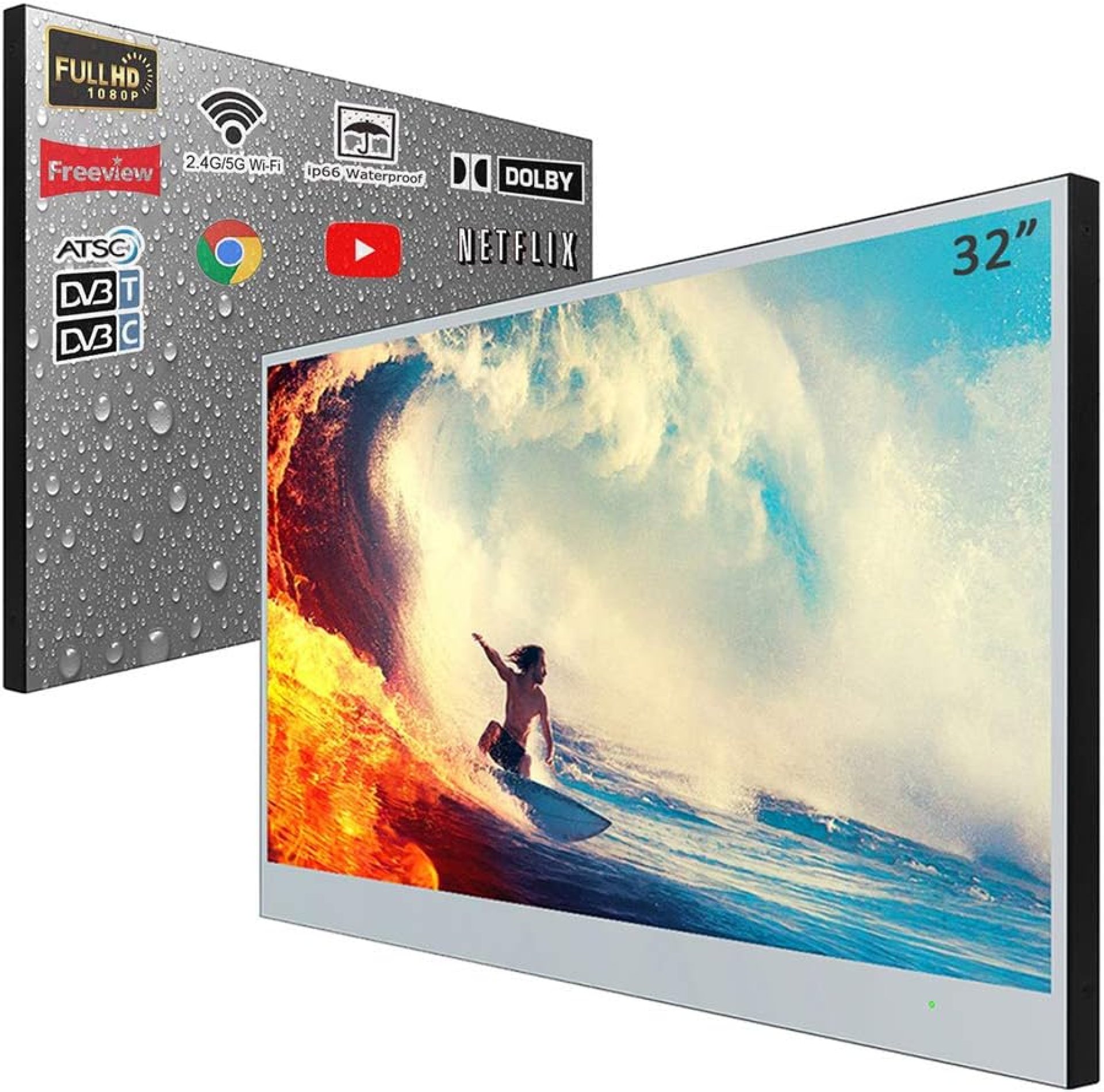 Soulaca 32 inch Bathroom Smart TV Magic Mirror LED Television Waterproof WiFi Bluetooth DTV Tuner Android SPA Big Screen Vanishing in Wall for Hotel Kitchen Soulaca 32 inch Bathroom Smart TV Magic Mirror LED Television Waterproof WiFi Bluetooth DTV Tuner Android SPA Big Screen Vanishing in Wall for Hotel Kitchen