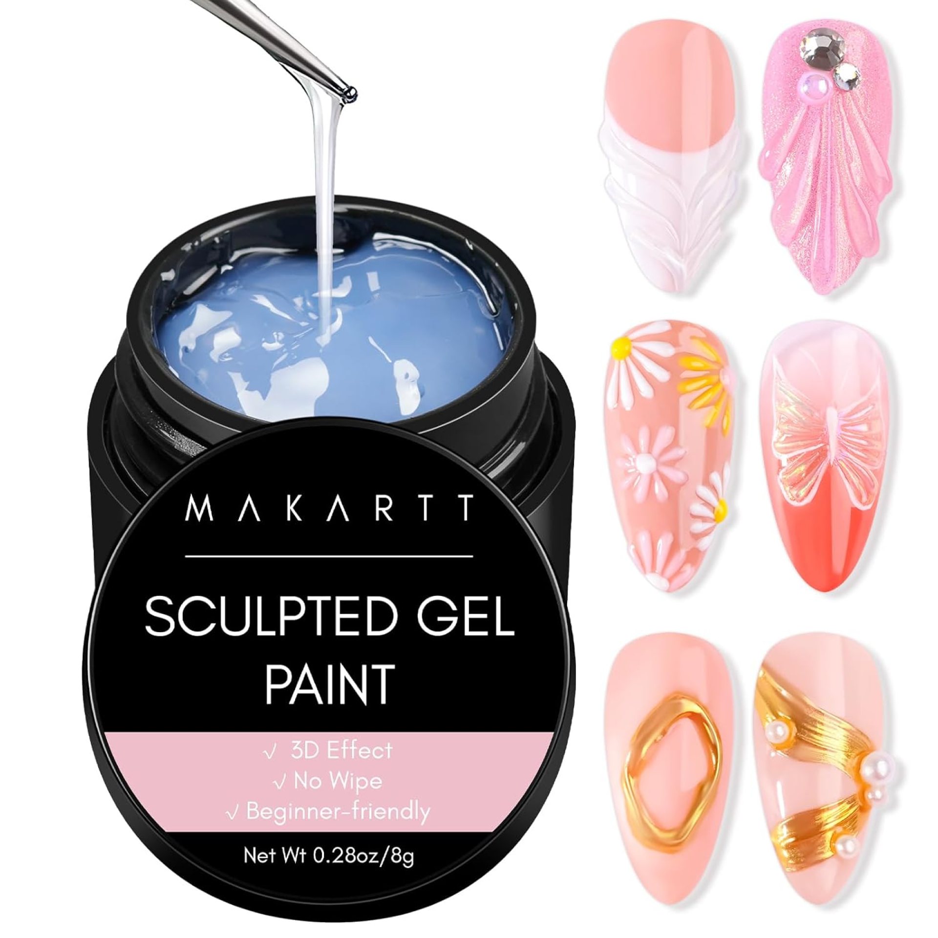 Makartt 3D Painting Clear Nail Gel For Nails Art Chrome Nail Powder Micro 3D Sculpting Gel No Wipe UV Gel for Gel Nail Polish 3D Carving Drawing Gel for Nail Art at Home & Salon DIY 8ML Makartt 3D Painting Clear Nail Gel For Nails Art Chrome Nail Powder Micro 3D Sculpting Gel No Wipe UV Gel for Gel Nail Polish 3D Carving Drawing Gel for Nail Art at Home & Salon DIY 8ML