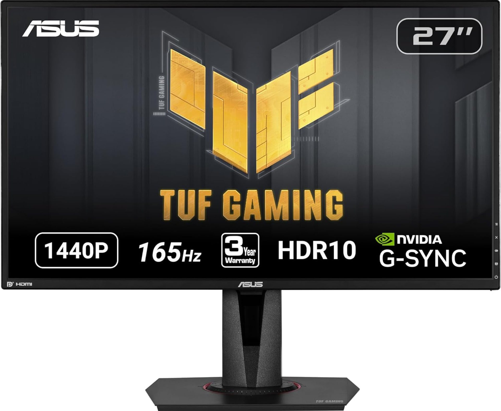 ASUS TUF Gaming 27″ 2K HDR Gaming Monitor (VG27AQ) – QHD (2560 x 1440), 165Hz (Supports 144Hz), 1ms, Extreme Low Motion Blur, Speaker, G-SYNC Compatible, VESA Mountable, DisplayPort, HDMI ,Black ASUS TUF Gaming 27″ 2K HDR Gaming Monitor (VG27AQ) – QHD (2560 x 1440), 165Hz (Supports 144Hz), 1ms, Extreme Low Motion Blur, Speaker, G-SYNC Compatible, VESA Mountable, DisplayPort, HDMI ,Black