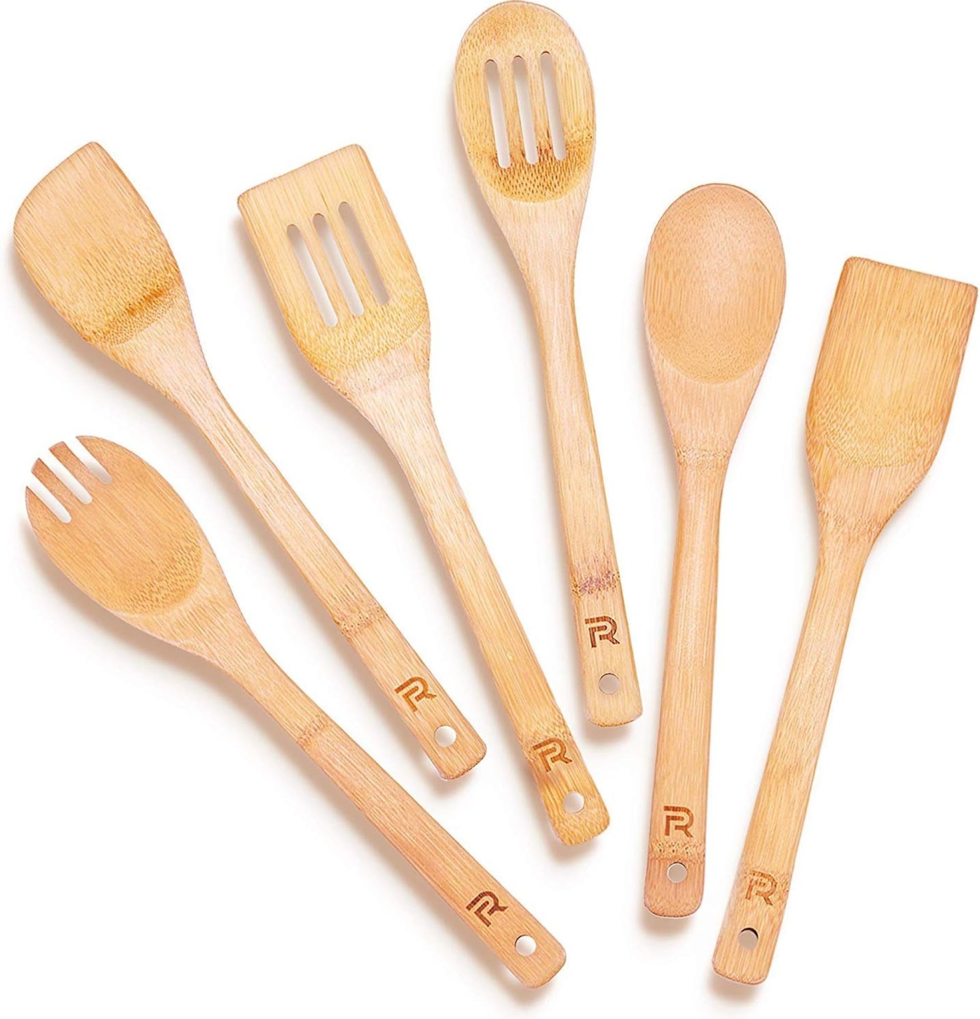 Riveira Bamboo Wooden Spoons for Cooking 6-Piece, Apartment Essentials Wood Spatula Spoon Nonstick Kitchen Utensil Set Premium Quality Housewarming Gifts for Everyday Use Riveira Bamboo Wooden Spoons for Cooking 6-Piece, Apartment Essentials Wood Spatula Spoon Nonstick Kitchen Utensil Set Premium Quality Housewarming Gifts for Everyday Use