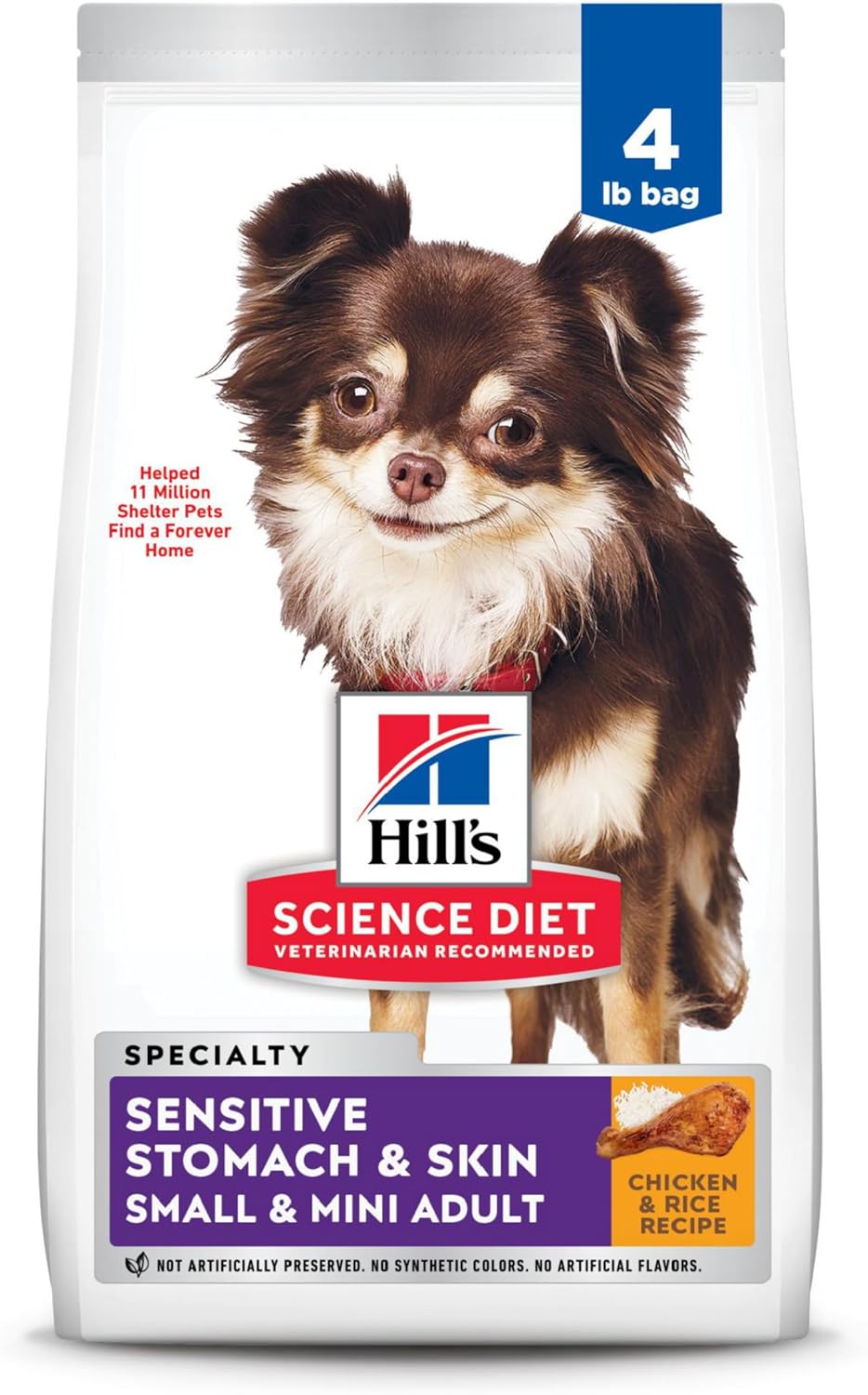 Hill’s Science Diet Sensitive Stomach & Skin, Adult 1-6, Small & Mini Breeds Stomach & Skin Sensitivity Support, Dry Dog Food, Chicken Recipe, 4 lb Bag Hill’s Science Diet Sensitive Stomach & Skin, Adult 1-6, Small & Mini Breeds Stomach & Skin Sensitivity Support, Dry Dog Food, Chicken Recipe, 4 lb Bag
