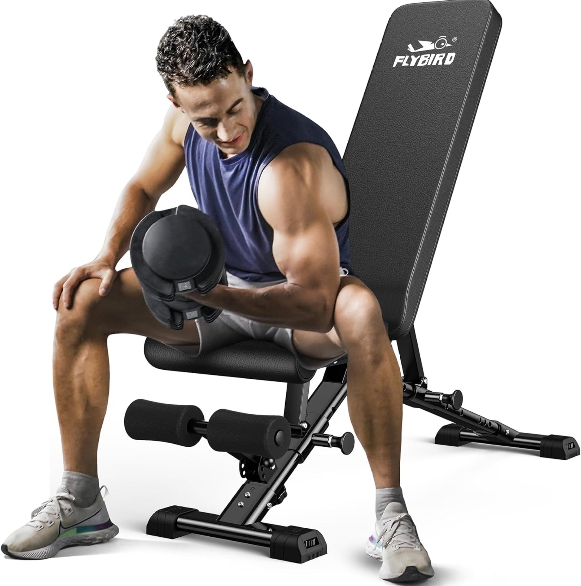 FLYBIRD Weight Bench, Adjustable Strength Training Bench for Full Body Workout with Fast Folding-New Version FLYBIRD Weight Bench, Adjustable Strength Training Bench for Full Body Workout with Fast Folding-New Version