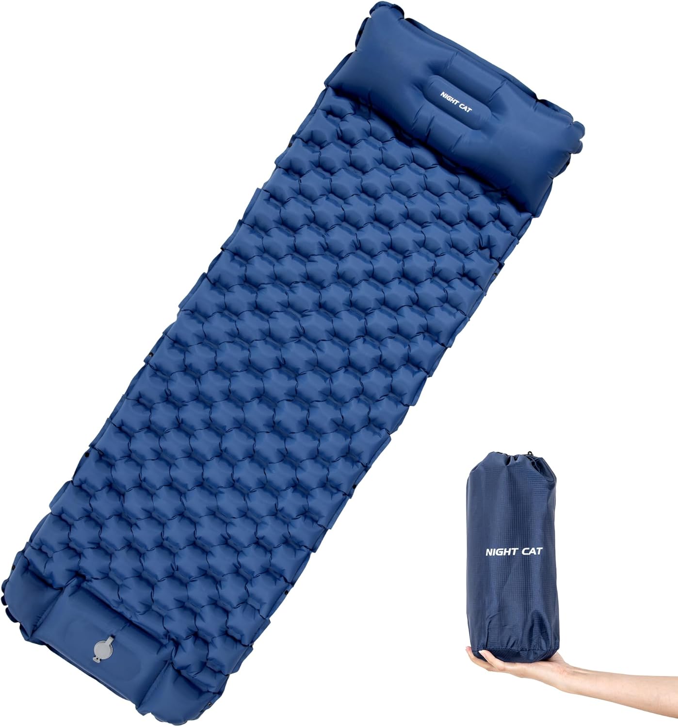 Night Cat Inflatable Sleeping Pads Mat Bed with Foot Pump and Pillow for Camping Backpacking Hiking Ultra-Light Compact Comfortable Extendable Night Cat Inflatable Sleeping Pads Mat Bed with Foot Pump and Pillow for Camping Backpacking Hiking Ultra-Light Compact Comfortable Extendable