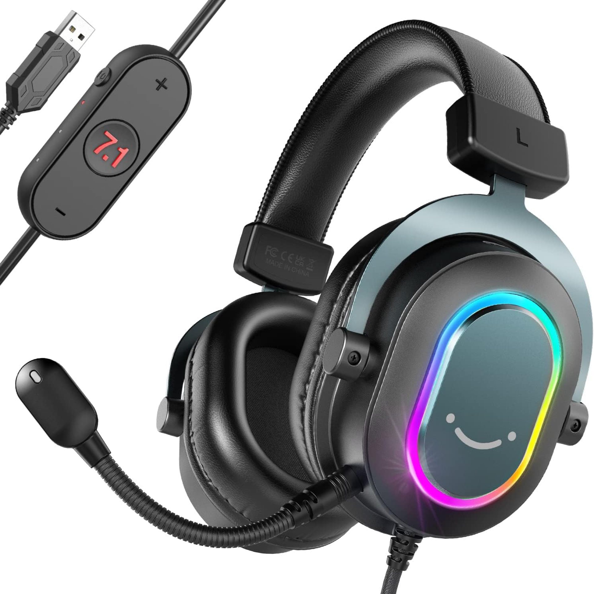 FIFINE Gaming Headset for PC-Wired Headphones with Microphone-7.1 Surround Sound Computer USB Headset for Laptop, Streaming Headphones on PS4/PS5, with EQ Mode, RGB, Soft Ear Pads – AmpliGame H6 FIFINE Gaming Headset for PC-Wired Headphones with Microphone-7.1 Surround Sound Computer USB Headset for Laptop, Streaming Headphones on PS4/PS5, with EQ Mode, RGB, Soft Ear Pads – AmpliGame H6