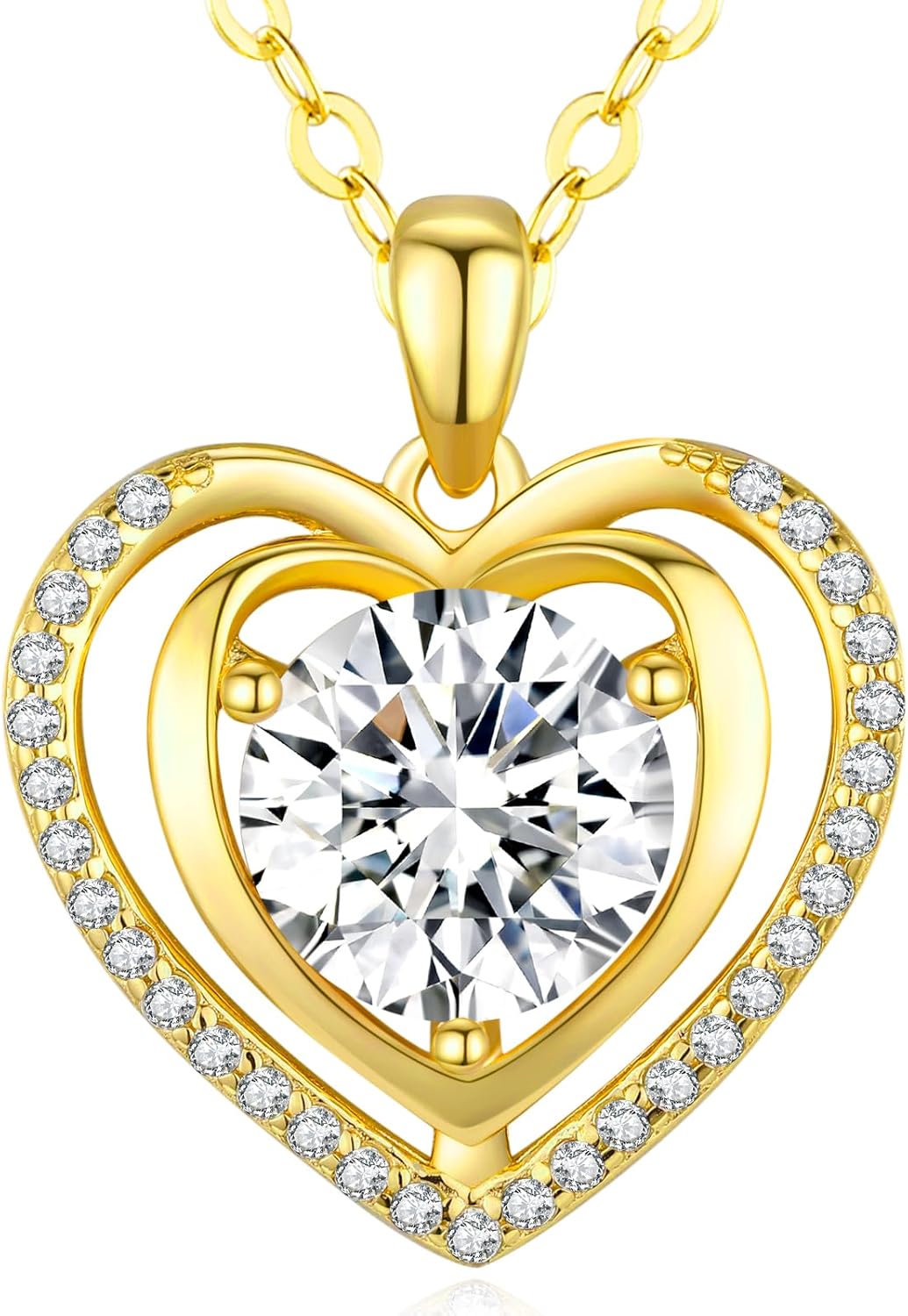Heart Pendant Gold Necklace for Women Moissanite Lab-Created Gem I Love You Wedding Anniversary Birthday Christmas Valentine Engagements Mothers Day Jewelry for Wife Her Girlfriend Mom Daughter Heart Pendant Gold Necklace for Women Moissanite Lab-Created Gem I Love You Wedding Anniversary Birthday Christmas Valentine Engagements Mothers Day Jewelry for Wife Her Girlfriend Mom Daughter