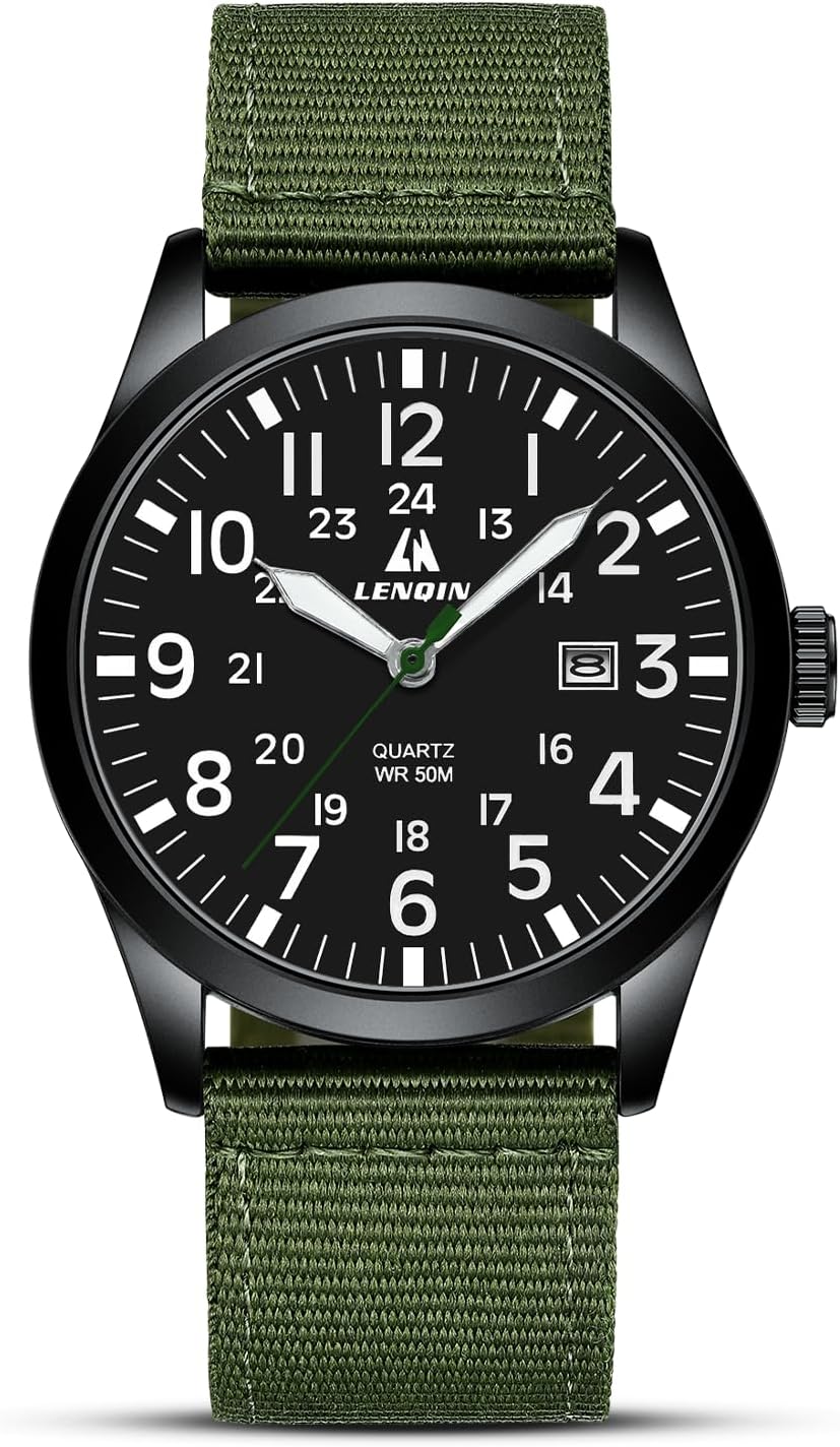 LN LENQIN Mens Watches Unisex Military Sport Nylon Strap Stylish Luminous Fashion Analog Quartz Watch for Men Waterproof Army Tactical Casual Wristwatch LN LENQIN Mens Watches Unisex Military Sport Nylon Strap Stylish Luminous Fashion Analog Quartz Watch for Men Waterproof Army Tactical Casual Wristwatch