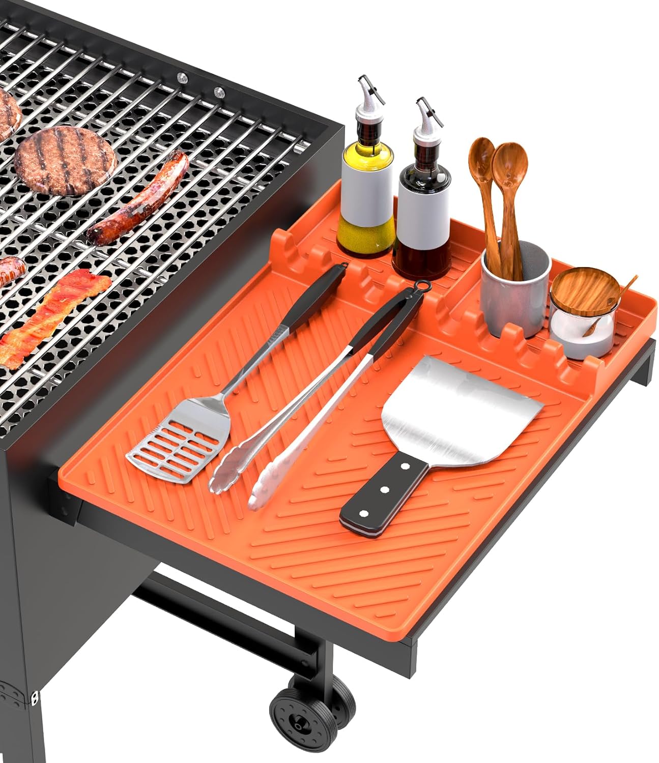 Silicone Grill Mat Compatible with Blackstone, Silicone Griddle Tools Mat with Drip Pad, Spatula Mat for Outdoor Grill Kitchen Counter (Orange) Silicone Grill Mat Compatible with Blackstone, Silicone Griddle Tools Mat with Drip Pad, Spatula Mat for Outdoor Grill Kitchen Counter (Orange)
