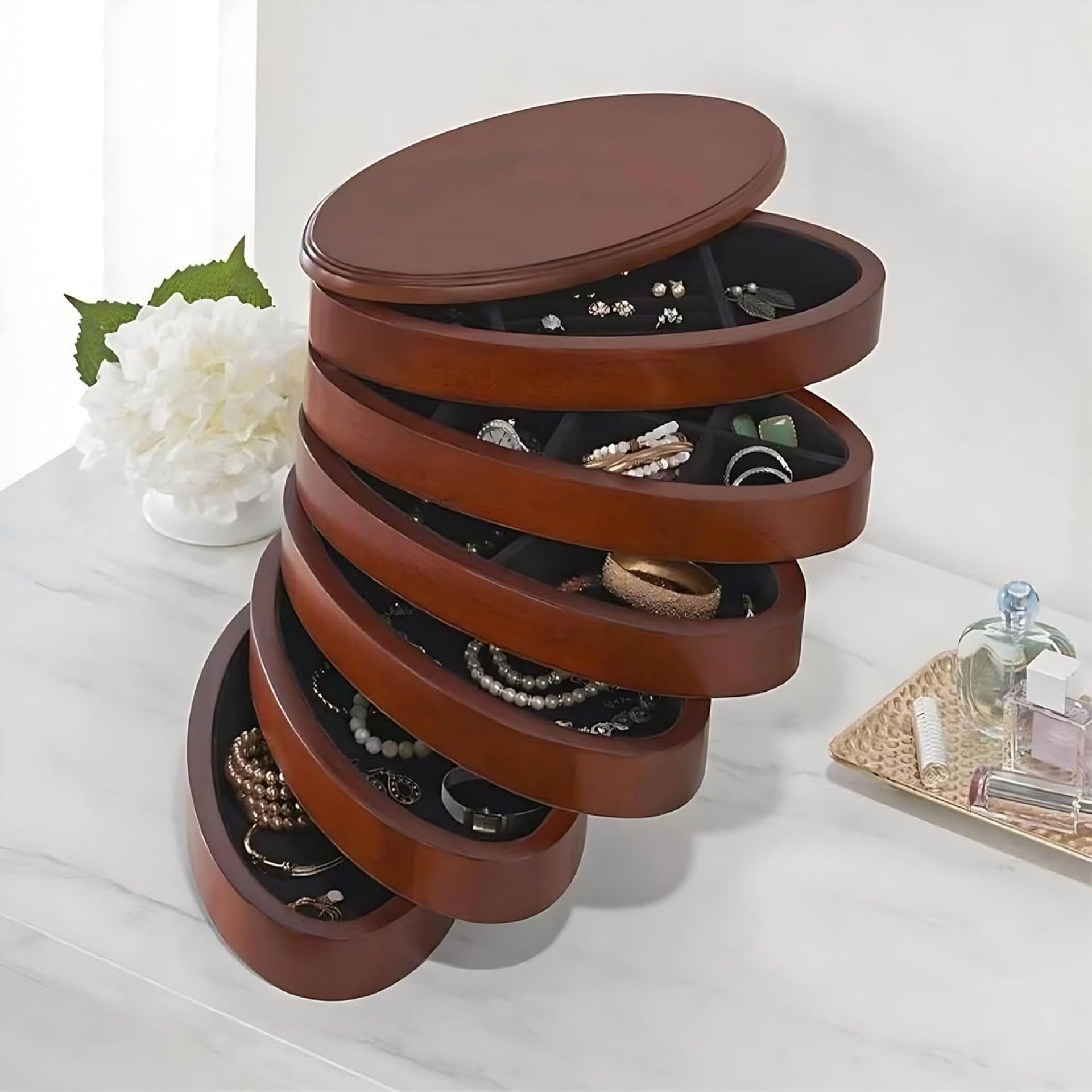 Kings Brand Furniture Bredon Wooden Jewelry Box – Earrings, Necklace, Bracelet, & Watch Storage Jewelry Box for Women – Wood Jewelry Box with 6-tier Tower Drawers – Jewelry Organizer Box – Dark Cherry Kings Brand Furniture Bredon Wooden Jewelry Box – Earrings, Necklace, Bracelet, & Watch Storage Jewelry Box for Women – Wood Jewelry Box with 6-tier Tower Drawers – Jewelry Organizer Box – Dark Cherry