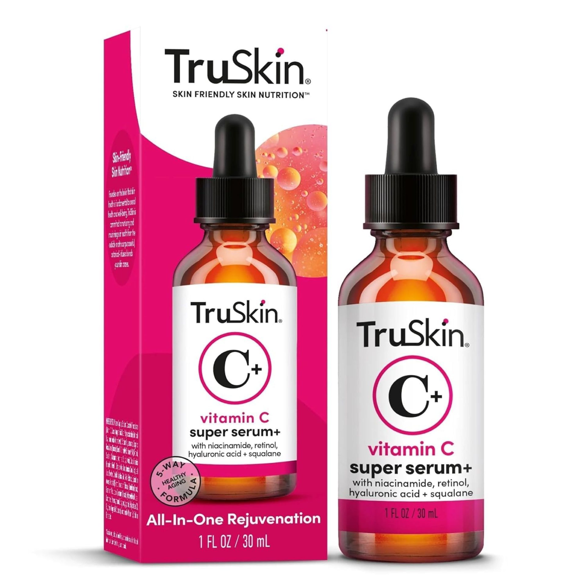 TruSkin Vitamin C Super Serum – Niacinamide, Retinol, Hyaluronic & Salicylic Acid – All-in-One Anti Aging Serum for Face – Improve Appearance of Dark Spots, Firmness for Brighter Looking Skin, 1 Fl Oz TruSkin Vitamin C Super Serum – Niacinamide, Retinol, Hyaluronic & Salicylic Acid – All-in-One Anti Aging Serum for Face – Improve Appearance of Dark Spots, Firmness for Brighter Looking Skin, 1 Fl Oz