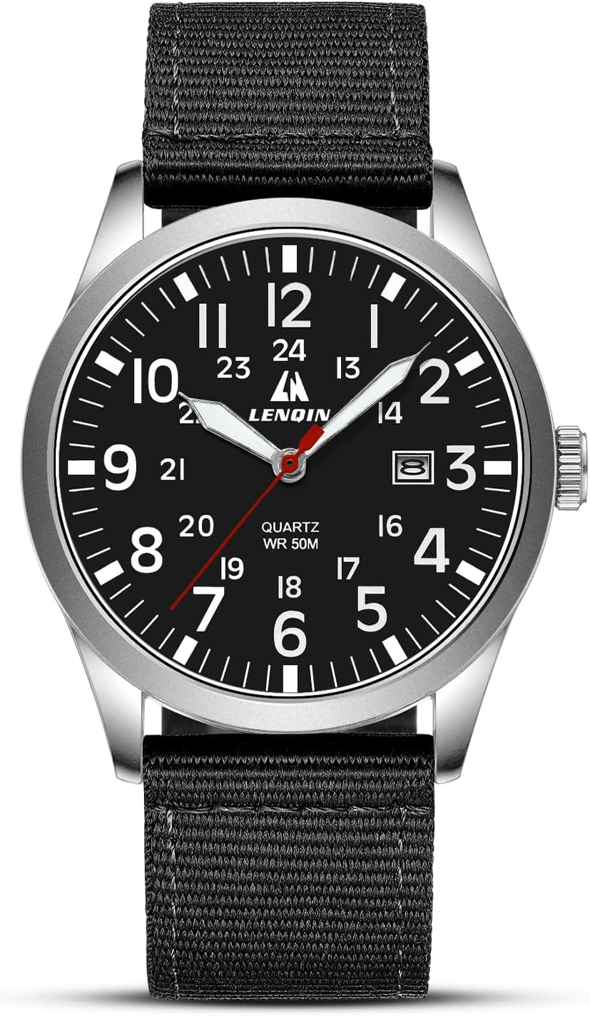 LN LENQIN Mens Watches Unisex Military Sport Nylon Strap Stylish Luminous Fashion Analog Quartz Watch for Men Waterproof Army Tactical Casual Wristwatch LN LENQIN Mens Watches Unisex Military Sport Nylon Strap Stylish Luminous Fashion Analog Quartz Watch for Men Waterproof Army Tactical Casual Wristwatch