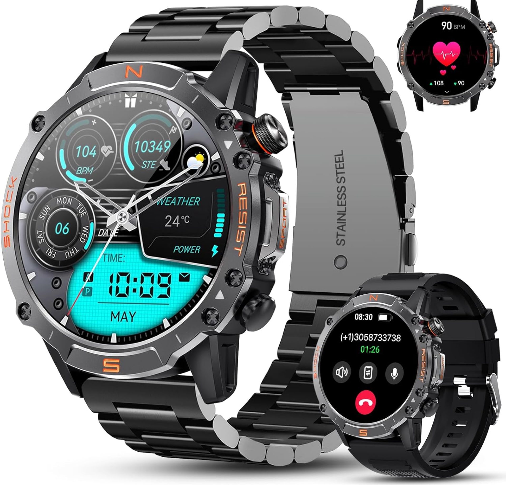 WalkerFit Smart Watch for Men- Answer/Dial Calls with 110 Sport Models,IP68 Waterproof Fitness Watch with Heart Rate Monitor,Android Smart Watch for iPhone Compatible, 1.43″ AMOLED Display, Steel Band WalkerFit Smart Watch for Men- Answer/Dial Calls with 110 Sport Models,IP68 Waterproof Fitness Watch with Heart Rate Monitor,Android Smart Watch for iPhone Compatible, 1.43″ AMOLED Display, Steel Band