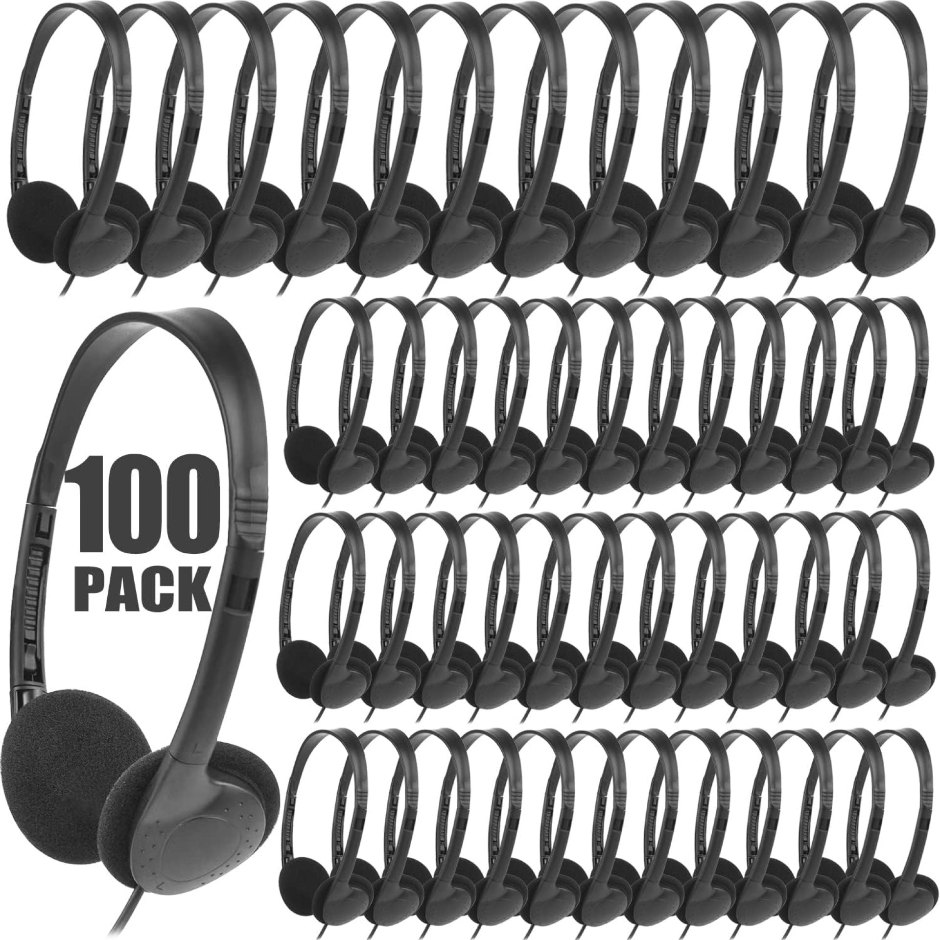 Classroom Headphones Bulk 100 Pack for Kids, Wholesale Disposable Earphones Low Cost Class Set for School Students Children Teens and More (LS04,100 Black) Classroom Headphones Bulk 100 Pack for Kids, Wholesale Disposable Earphones Low Cost Class Set for School Students Children Teens and More (LS04,100 Black)