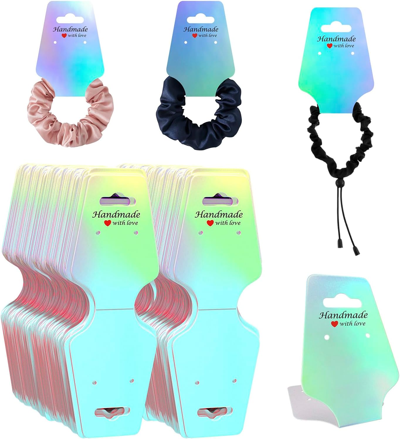 200 PCS Bracelet Holographic Display Cards Sturdy Necklace Holder Cards Self Adhesive Jewelry Packaging Selling Card for Small Business of Keychain Earring Hair Band and Scrunchies Hanging 200 PCS Bracelet Holographic Display Cards Sturdy Necklace Holder Cards Self Adhesive Jewelry Packaging Selling Card for Small Business of Keychain Earring Hair Band and Scrunchies Hanging