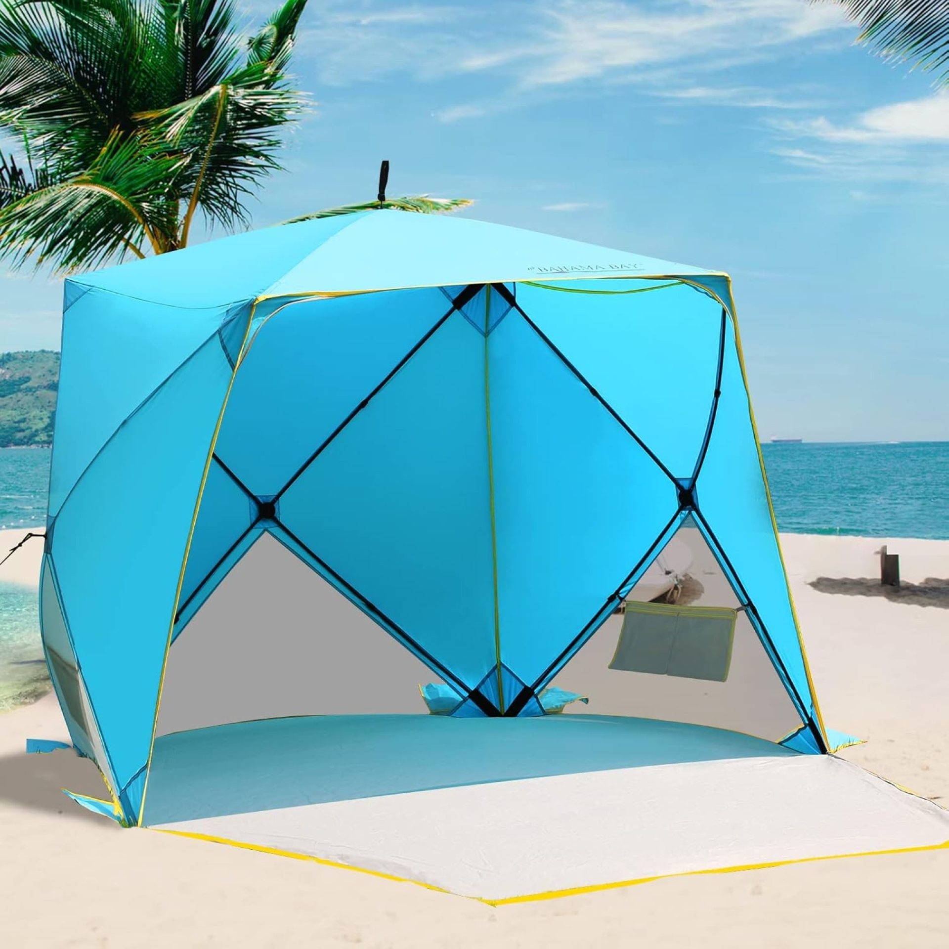 Pop Up Beach Tent, Portable Shade Sun Shelter UPF50+ UV Protection for 4 Person Extendable Floor for Fishing Hiking Camping, Waterproof Windproof(Blue) Pop Up Beach Tent, Portable Shade Sun Shelter UPF50+ UV Protection for 4 Person Extendable Floor for Fishing Hiking Camping, Waterproof Windproof(Blue)