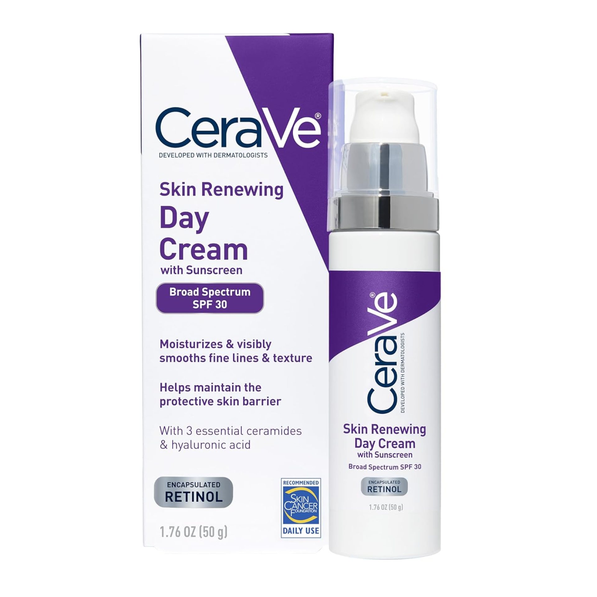 CeraVe Anti-Aging Face Cream SPF 30, Anti-Wrinkle Retinol Cream with Hyaluronic Acid and Ceramides, 1.76 oz CeraVe Anti-Aging Face Cream SPF 30, Anti-Wrinkle Retinol Cream with Hyaluronic Acid and Ceramides, 1.76 oz