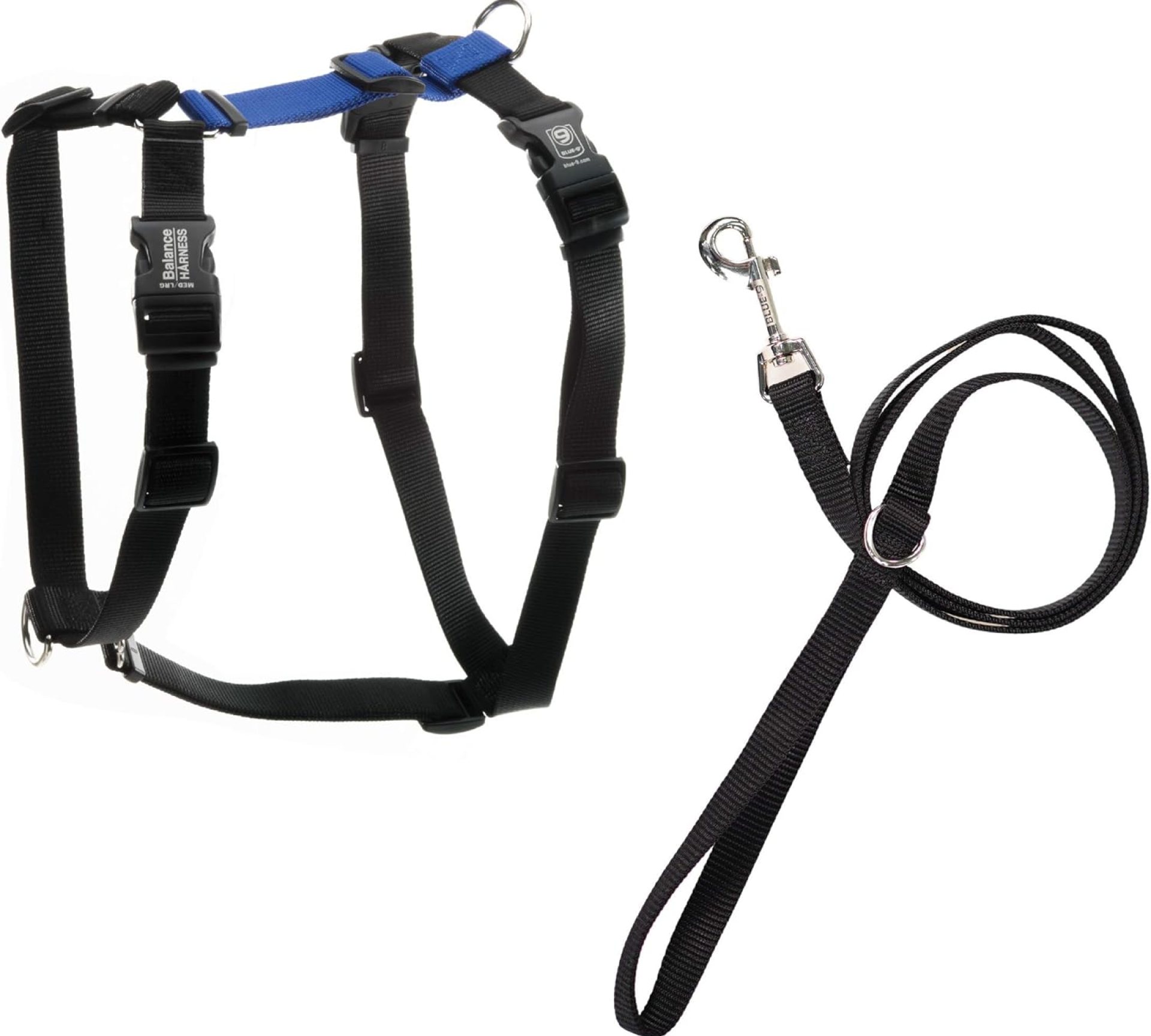 Blue-9 Pet Products No-Pull Balance Harness and Loose Leash Walking Set Dogs, Made in The USA, Blue, Medium Blue-9 Pet Products No-Pull Balance Harness and Loose Leash Walking Set Dogs, Made in The USA, Blue, Medium
