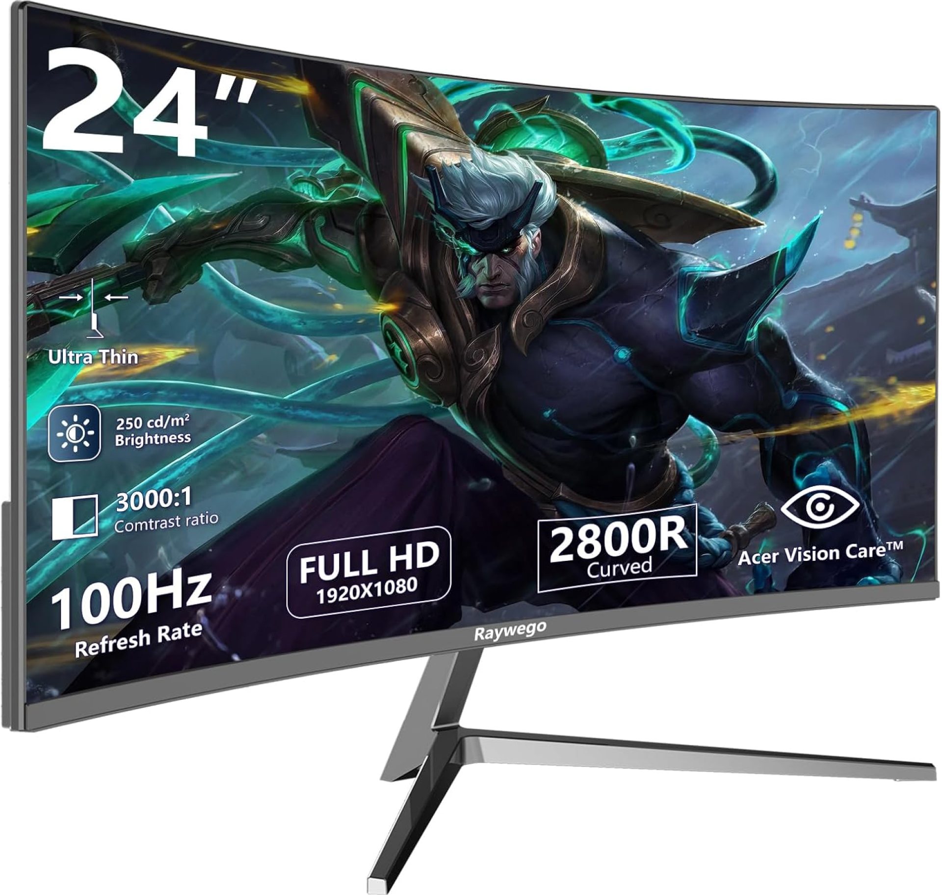 24 inch Curved Monitor 100Hz FHD 1920x1080p Refresh Rate 16:9 Aspect Ratio Ergonomic Tilt & VESA Compatible – Home Office Gaming Monitor Sync Visual Experience for Work & Play 24 inch Curved Monitor 100Hz FHD 1920x1080p Refresh Rate 16:9 Aspect Ratio Ergonomic Tilt & VESA Compatible – Home Office Gaming Monitor Sync Visual Experience for Work & Play
