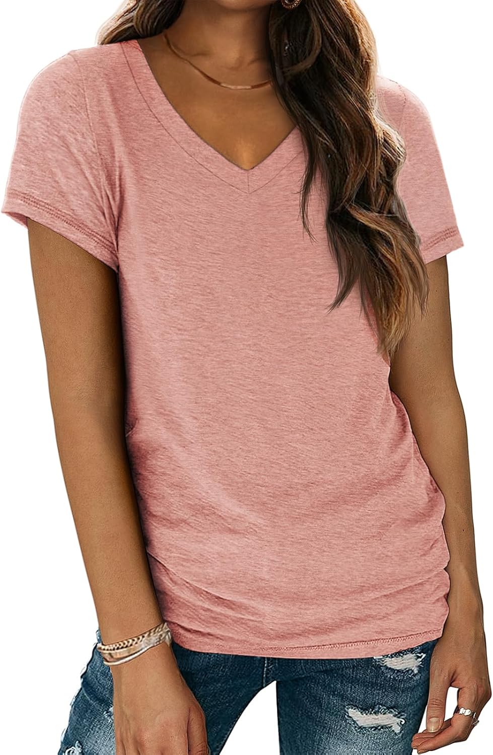 ATHMILE Womens Tops Shirts for Women Short Sleeve V Neck Tee Summer Fashion Trendy Soft Casual Spring Clothes Outfits Beach ATHMILE Womens Tops Shirts for Women Short Sleeve V Neck Tee Summer Fashion Trendy Soft Casual Spring Clothes Outfits Beach