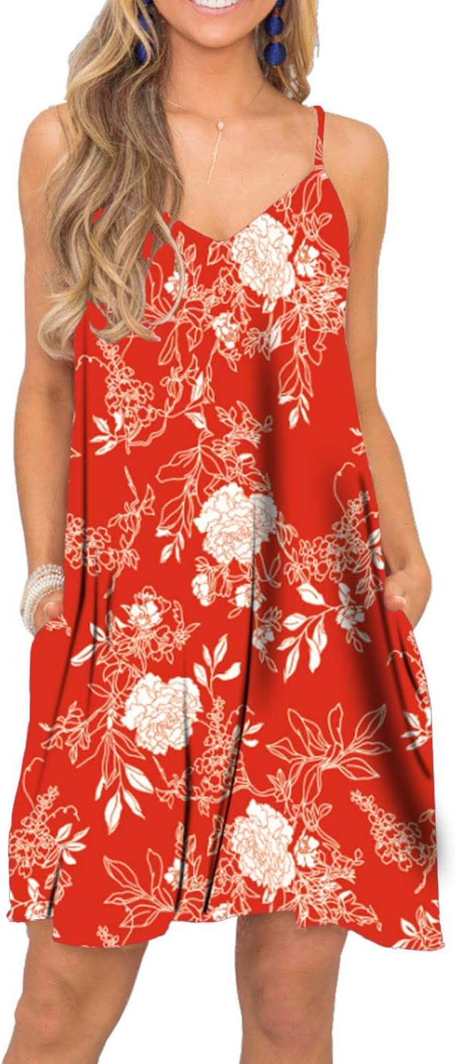 BEUFRI Women’s Summer Spaghetti Strap Casual Swing Tank Beach Cover Up Dress with Pockets BEUFRI Women’s Summer Spaghetti Strap Casual Swing Tank Beach Cover Up Dress with Pockets