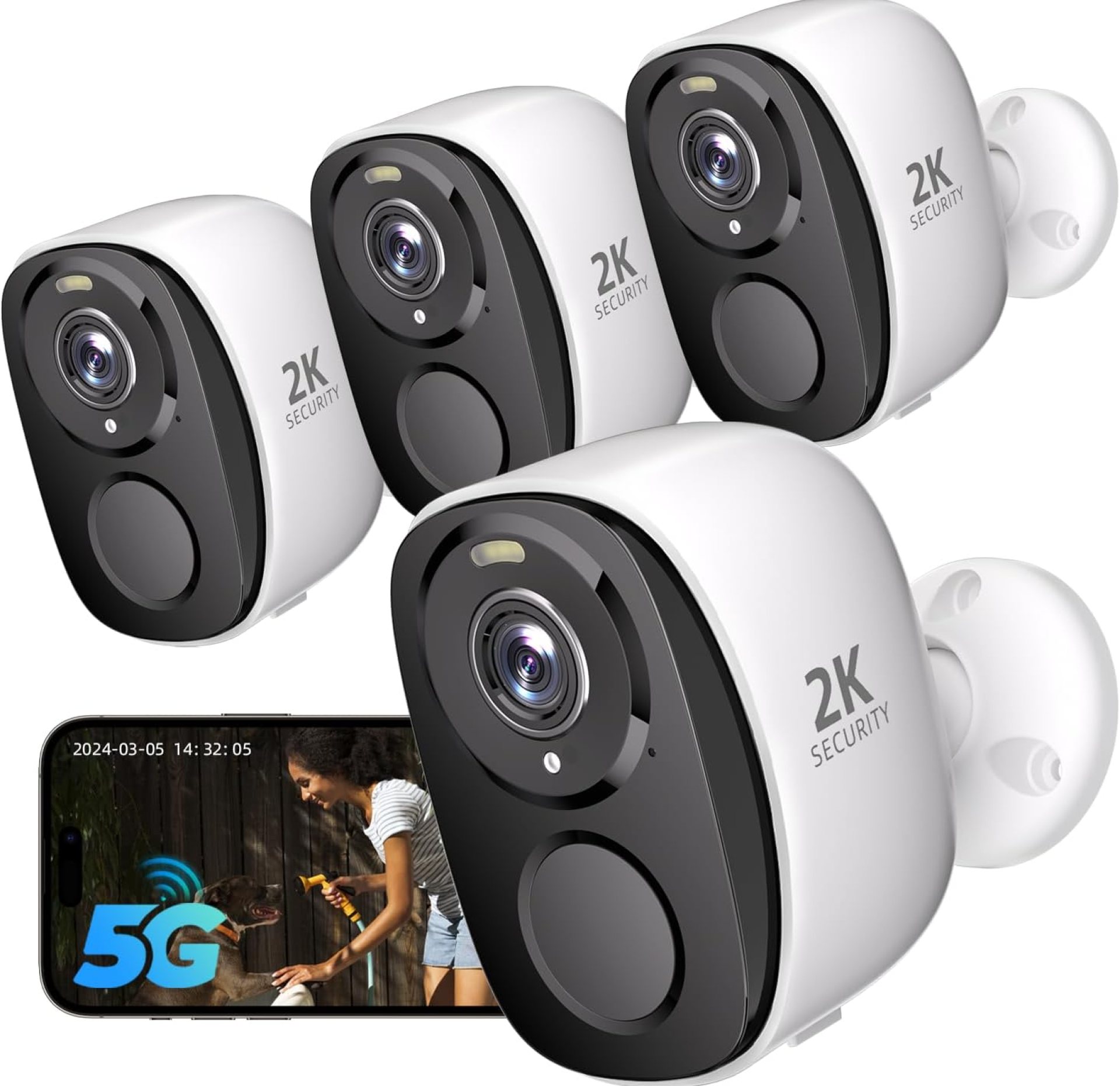 4PC 2.4G/5GHz WiFi Security Cameras Wireless Outdoor,2K Battery Home Security Camera with AI Detection,Siren, Surveillance Indoor Home Camera, Color Night Vision,2-Way Talk,IP65, Cloud/SD, Works Alexa 4PC 2.4G/5GHz WiFi Security Cameras Wireless Outdoor,2K Battery Home Security Camera with AI Detection,Siren, Surveillance Indoor Home Camera, Color Night Vision,2-Way Talk,IP65, Cloud/SD, Works Alexa