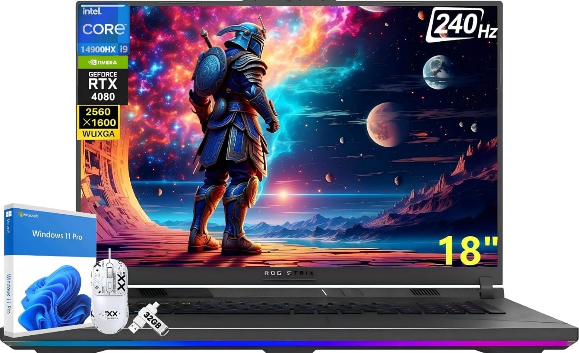 ASUS ROG Strix G18 Gaming Laptop, 18″ Nebula 16:10 240Hz QHD, Intel 24-Core i9-14900HX, GeForce RTX 4080, 64 GB DDR5, 2 TB SSD, Backlit Keyboard, Wi-Fi 6E, Windows 11 Pro, with Designed Accessories ASUS ROG Strix G18 Gaming Laptop, 18″ Nebula 16:10 240Hz QHD, Intel 24-Core i9-14900HX, GeForce RTX 4080, 64 GB DDR5, 2 TB SSD, Backlit Keyboard, Wi-Fi 6E, Windows 11 Pro, with Designed Accessories