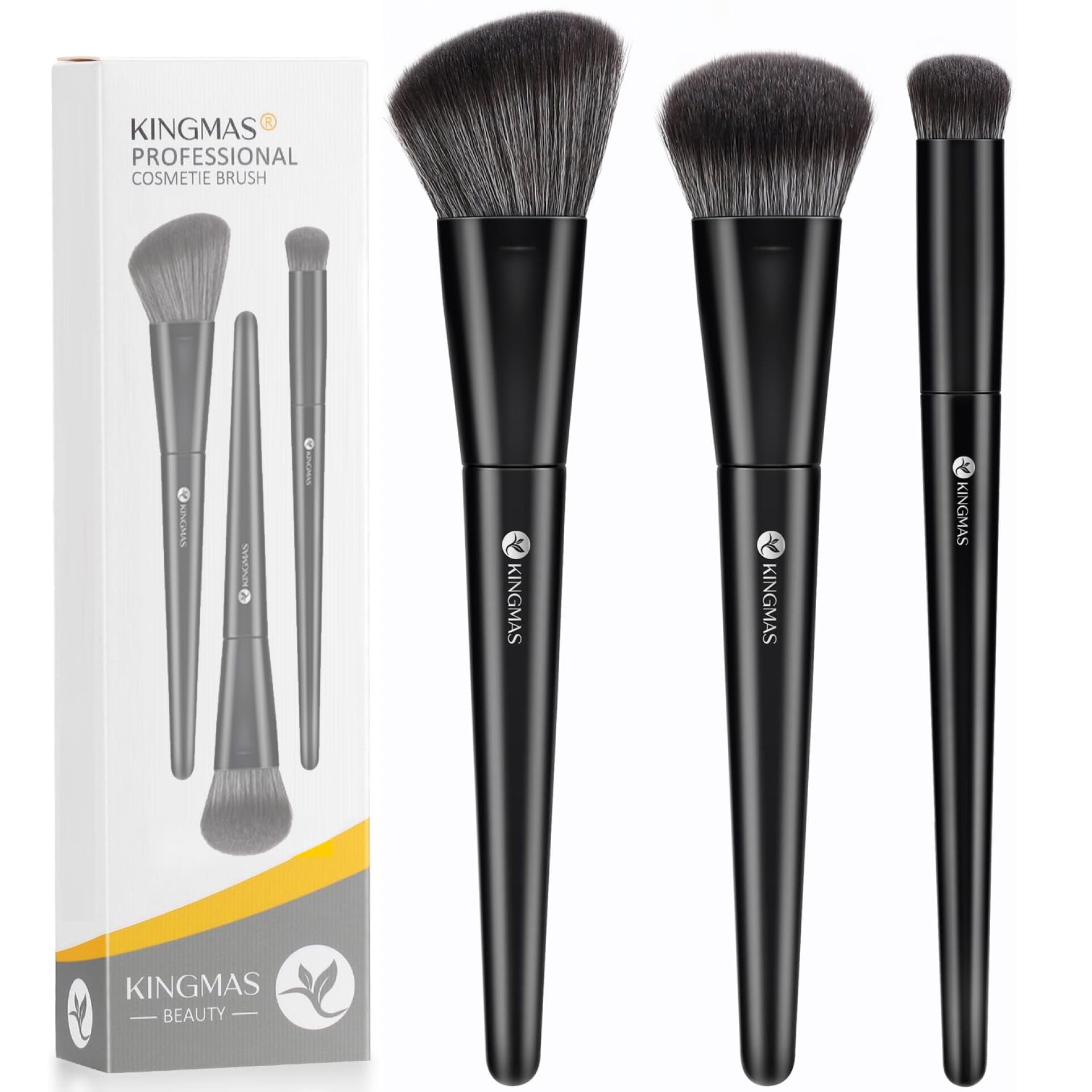 KINGMAS Kabuki Makeup Brushes, 3Pcs Angled Foundation Brush & Contour Concealer Brush Under Eye & Blusher Brush for Face Blush Bronzer Travel Buffing Stippling Contour Liquid Blending Makeup Brush set KINGMAS Kabuki Makeup Brushes, 3Pcs Angled Foundation Brush & Contour Concealer Brush Under Eye & Blusher Brush for Face Blush Bronzer Travel Buffing Stippling Contour Liquid Blending Makeup Brush set