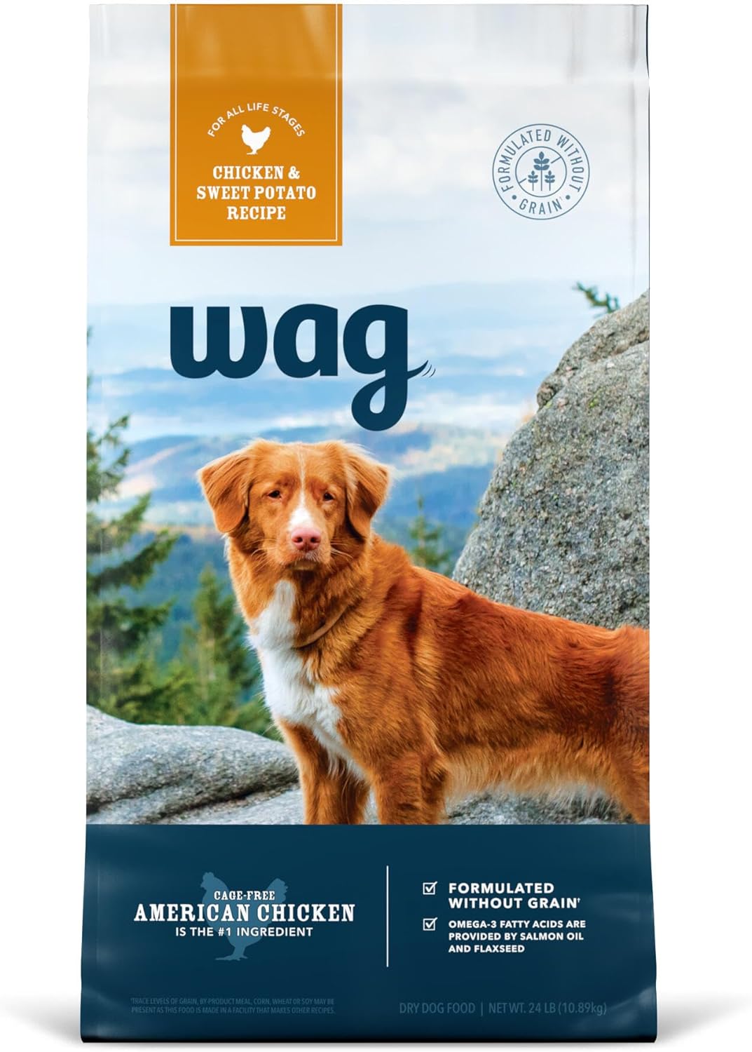 Amazon Brand – Wag Dry Dog Food Chicken & Sweet Potato, Grain Free 24 lb Bag Amazon Brand – Wag Dry Dog Food Chicken & Sweet Potato, Grain Free 24 lb Bag