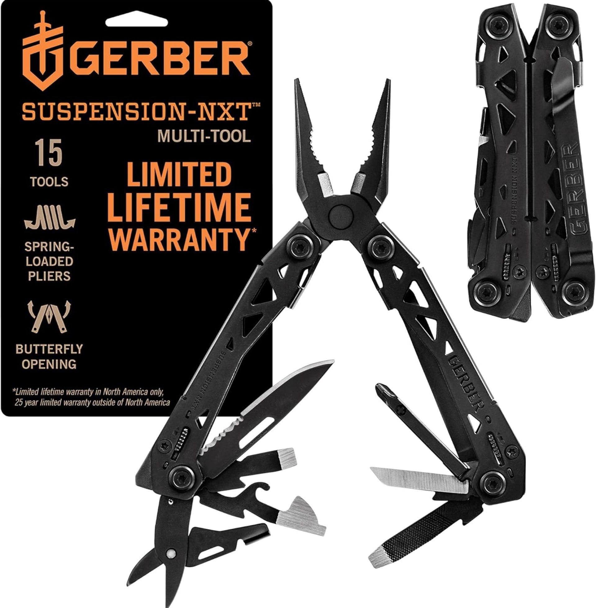 Gerber Gear Suspension-NXT EDC Multitool 15-in-1 Pocket Knife, Needle Nose Pliers and Wire Stripper for Camping and Survival, Black Gerber Gear Suspension-NXT EDC Multitool 15-in-1 Pocket Knife, Needle Nose Pliers and Wire Stripper for Camping and Survival, Black
