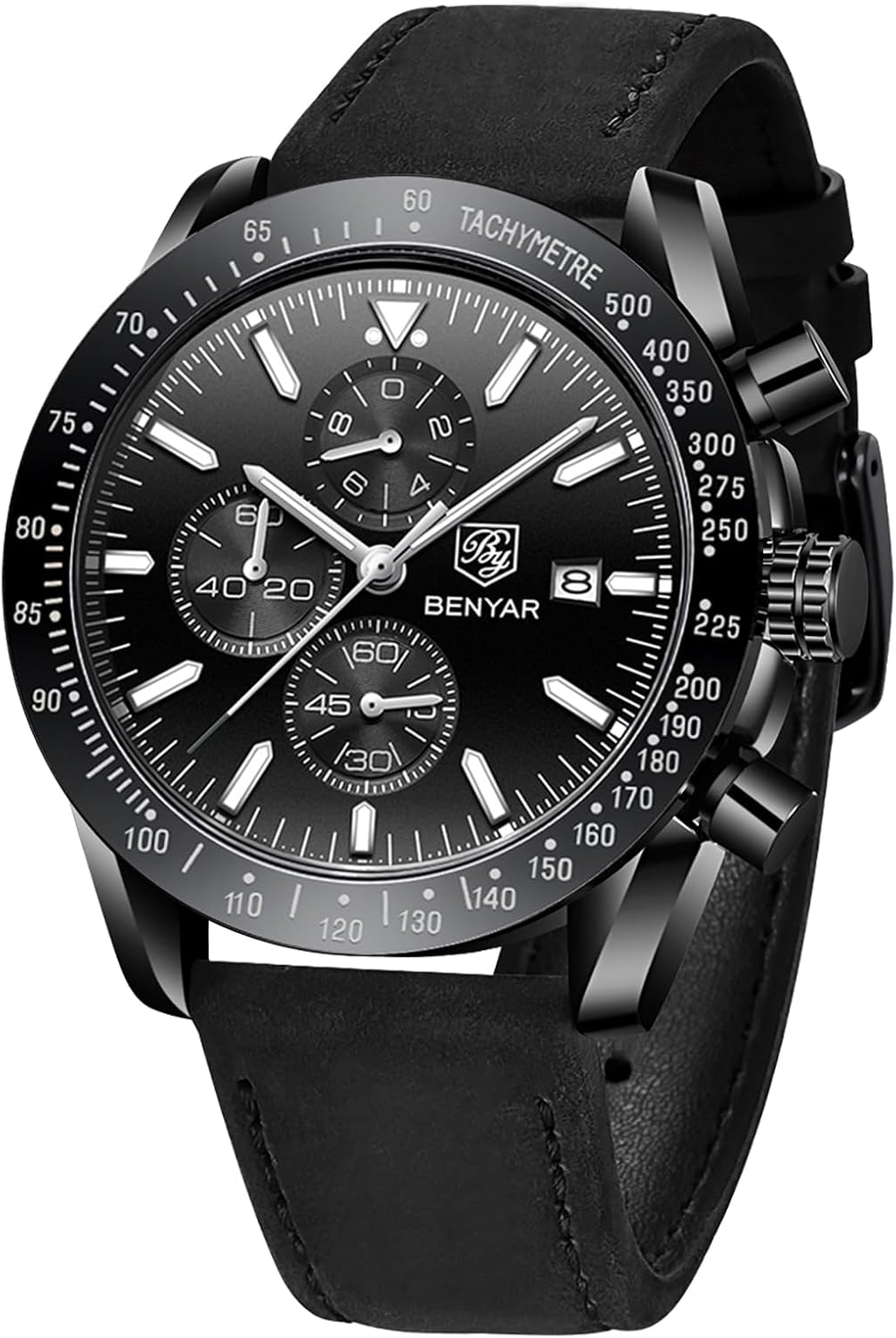 BENYAR Mens Watches Quartz Movement Chronograph Leather Strap Fashion Business Sport Design 30M Waterproof Scratch Resistant Elegant Gifts for Men BENYAR Mens Watches Quartz Movement Chronograph Leather Strap Fashion Business Sport Design 30M Waterproof Scratch Resistant Elegant Gifts for Men