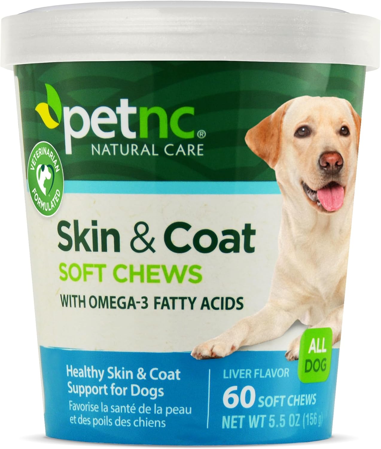 Petnc Natural Care Dog Skin and Coat Supplement (60 Chewables), With Omega 3, EPA & DHA, Promotes Healthy Skin & Glossy Coat, For Dogs 18 Weeks & Older, Liver Flavor Petnc Natural Care Dog Skin and Coat Supplement (60 Chewables), With Omega 3, EPA & DHA, Promotes Healthy Skin & Glossy Coat, For Dogs 18 Weeks & Older, Liver Flavor