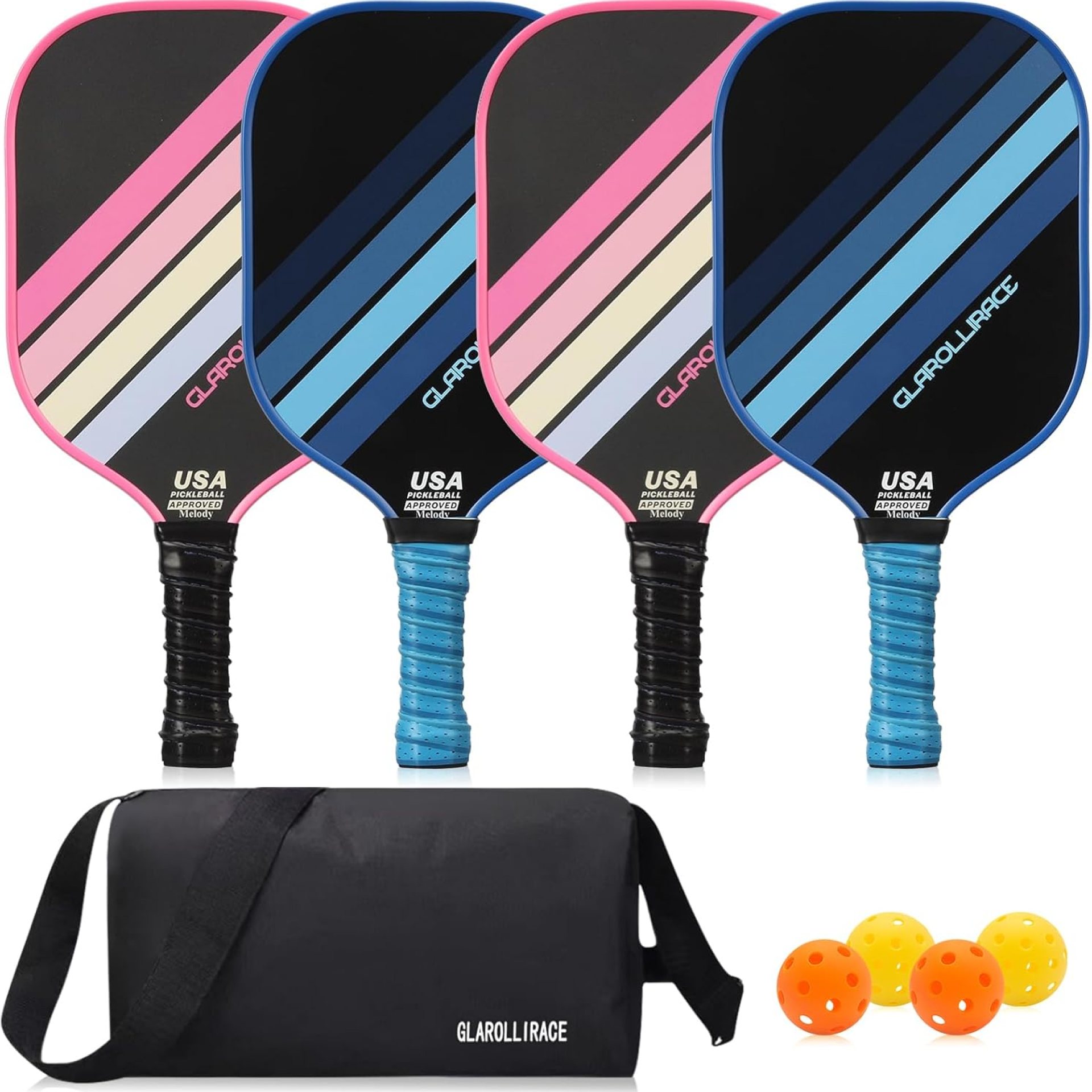 Pickleball Paddles Set of 2 | 4 Pickleball Rackets,USAPA Approved Pickleball Set of 2 | 4 Pickle Ball Paddles,Fiberglass Surface & 13 mm PP Honeycomb Core,4 Indoor & Outdoor Balls,1 Bag Pickleball Paddles Set of 2 | 4 Pickleball Rackets,USAPA Approved Pickleball Set of 2 | 4 Pickle Ball Paddles,Fiberglass Surface & 13 mm PP Honeycomb Core,4 Indoor & Outdoor Balls,1 Bag