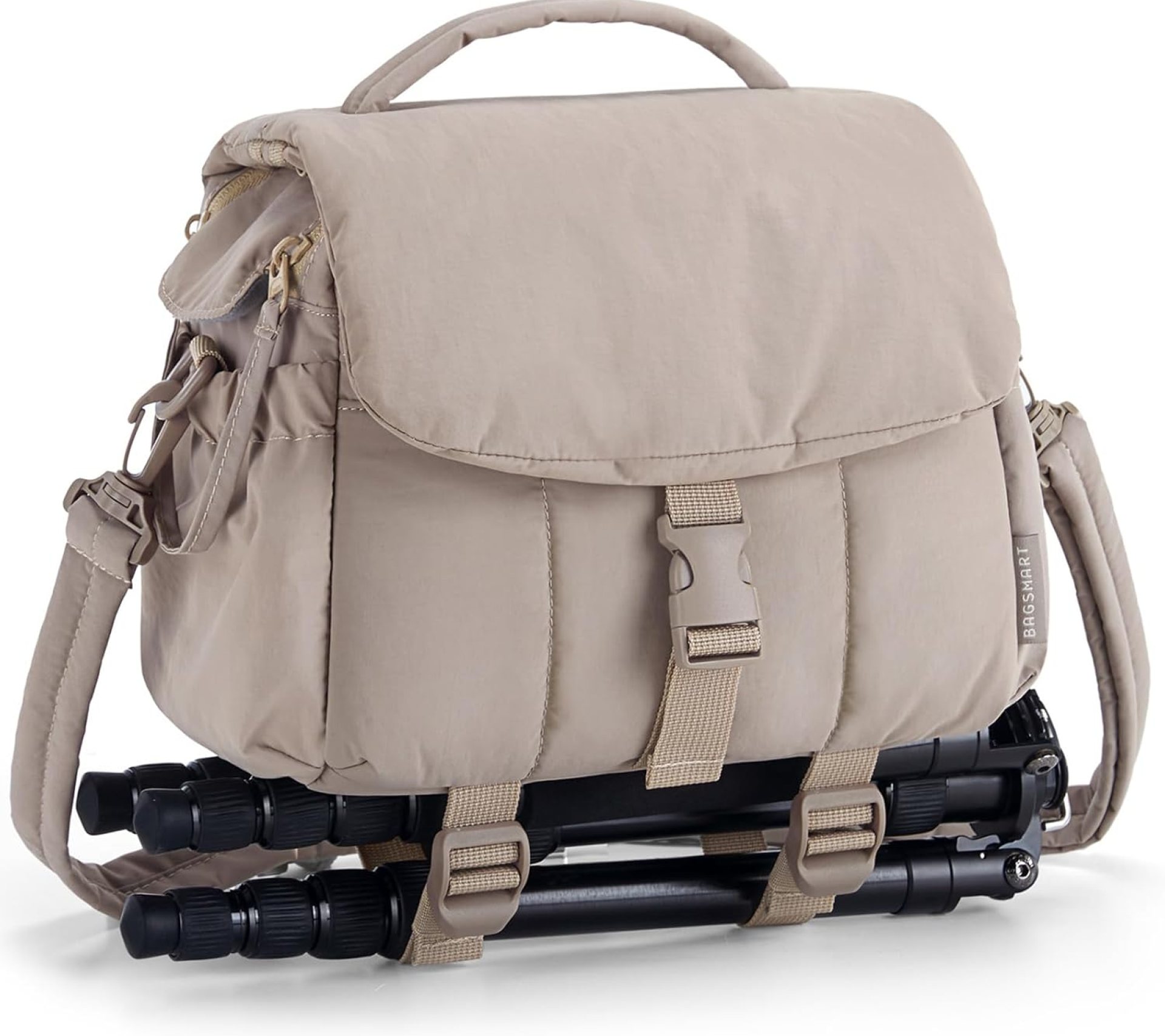 BAGSMART Small Camera Bag, DSLR Camera Case for Camera Lens & Accessories, Ultra-Light Compact Crossbody Camcorder Bags with Rain Cover/Tripod Straps, Camel BAGSMART Small Camera Bag, DSLR Camera Case for Camera Lens & Accessories, Ultra-Light Compact Crossbody Camcorder Bags with Rain Cover/Tripod Straps, Camel