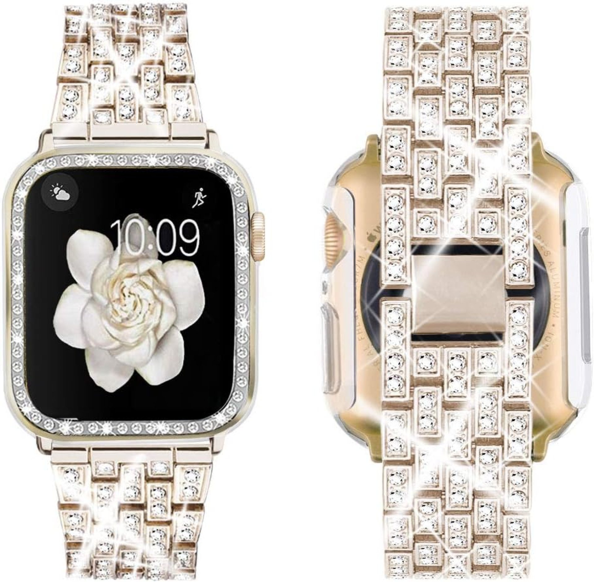 Supoix Compatible with Apple Watch Band 38mm 40mm 41mm 42mm 44mm 45mm 46mm 49mm+ Case, Women Jewelry Bling Diamond Rhinestone Replacement Metal Bands & 2 Pack PC Protector Case for iWatch Ultra 2/ Ultra Series 10/9/8/7/6/5/4/3/2/1/SE Supoix Compatible with Apple Watch Band 38mm 40mm 41mm 42mm 44mm 45mm 46mm 49mm+ Case, Women Jewelry Bling Diamond Rhinestone Replacement Metal Bands & 2 Pack PC Protector Case for iWatch Ultra 2/ Ultra Series 10/9/8/7/6/5/4/3/2/1/SE