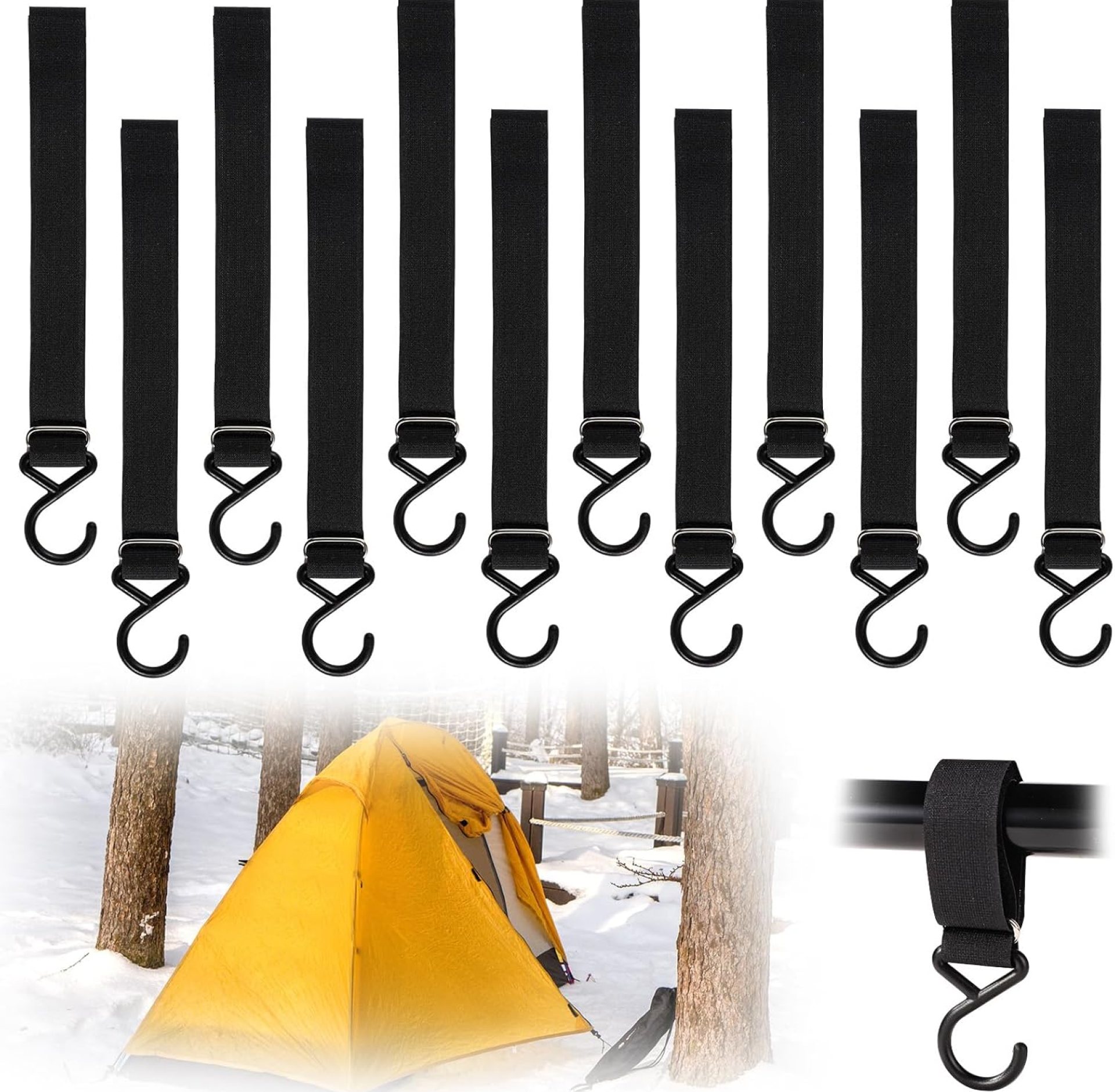 12pcs Ice Fishing Coat Hooks, Ice Fishing Shelter Coat Hooks Ice Fishing Shelter Accessories Hanging Storage for Ice Fishing Tents Hunting Accessories Outdoor Camping (Black) 12pcs Ice Fishing Coat Hooks, Ice Fishing Shelter Coat Hooks Ice Fishing Shelter Accessories Hanging Storage for Ice Fishing Tents Hunting Accessories Outdoor Camping (Black)
