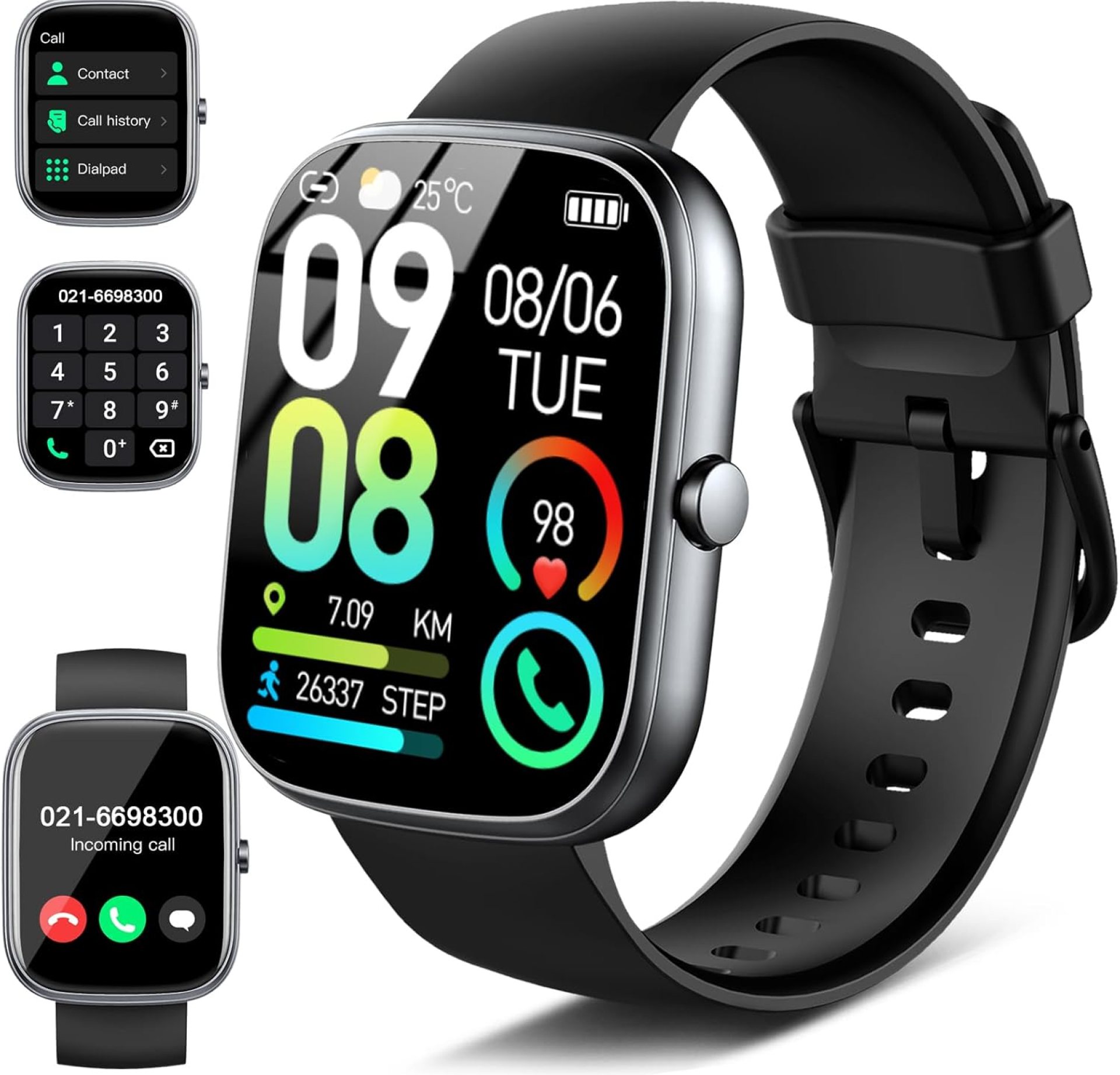 Smart Watch for Men Women, 1.91″HD Screen Smartwatch Fitness Tracker(Answer/Make Call), Heart Rate/Sleep Monitor, SpO2, Watches for Men IP68 Waterproof,110+ Sport Mode Step Counter for Android IOS Smart Watch for Men Women, 1.91″HD Screen Smartwatch Fitness Tracker(Answer/Make Call), Heart Rate/Sleep Monitor, SpO2, Watches for Men IP68 Waterproof,110+ Sport Mode Step Counter for Android IOS