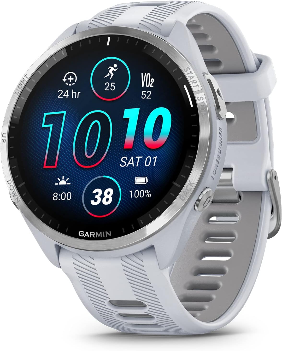 Garmin Forerunner® 965 Running Smartwatch, Colorful AMOLED Display, Training Metrics and Recovery Insights, Whitestone and Powder Gray Garmin Forerunner® 965 Running Smartwatch, Colorful AMOLED Display, Training Metrics and Recovery Insights, Whitestone and Powder Gray