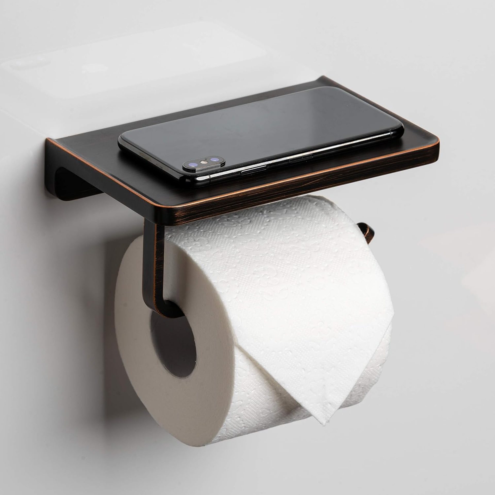 Linkaa Toilet Paper Holder with Shelf Oil Rub Bronze,Wall Mount Bathroom Decor Phone Holder,Rust-Proof Aluminum Matte Finish,Bathroom Accessories Storage Shelf for Phone, Inc. (Oil Rubbed Bronze) Linkaa Toilet Paper Holder with Shelf Oil Rub Bronze,Wall Mount Bathroom Decor Phone Holder,Rust-Proof Aluminum Matte Finish,Bathroom Accessories Storage Shelf for Phone, Inc. (Oil Rubbed Bronze)
