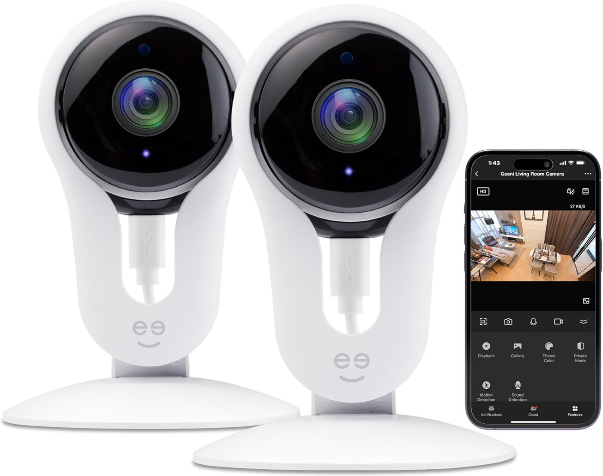Geeni Smart Wi-Fi Security Camera with Night Vision: 1080p HD Indoor Surveillance, Motion Detection, Two-Way Audio & Alexa Compatible Geeni Smart Wi-Fi Security Camera with Night Vision: 1080p HD Indoor Surveillance, Motion Detection, Two-Way Audio & Alexa Compatible